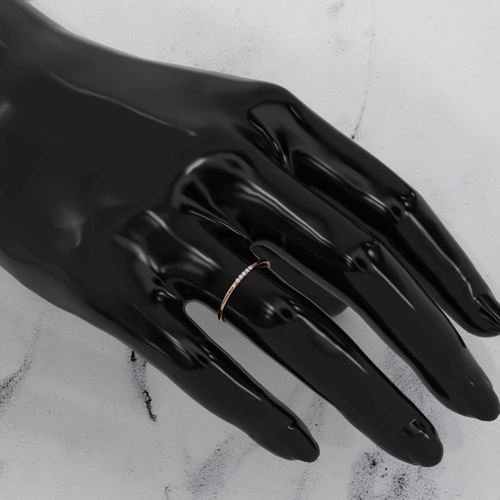 Sleek And Slim 5 Stone Round Lab Diamond Fashion Ring 0.03ctw.