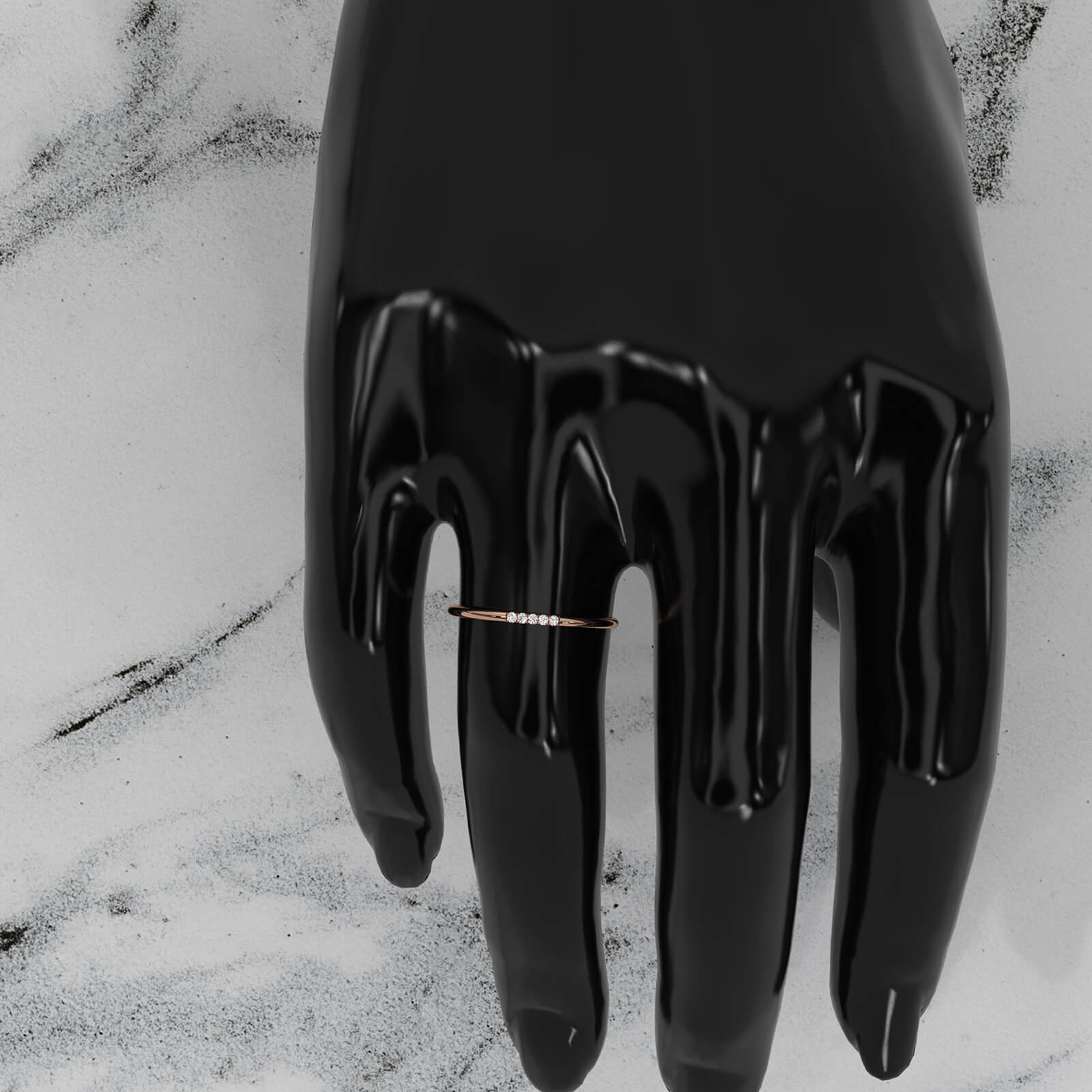 Sleek And Slim 5 Stone Round Lab Diamond Fashion Ring 0.03ctw.