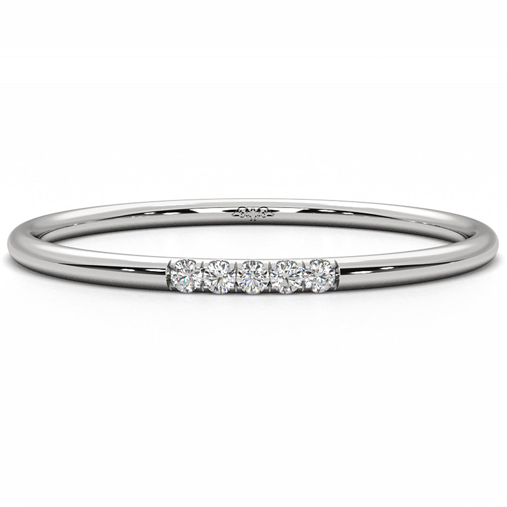 Sleek And Slim 5 Stone Round Lab Diamond Fashion Ring 0.03ctw.