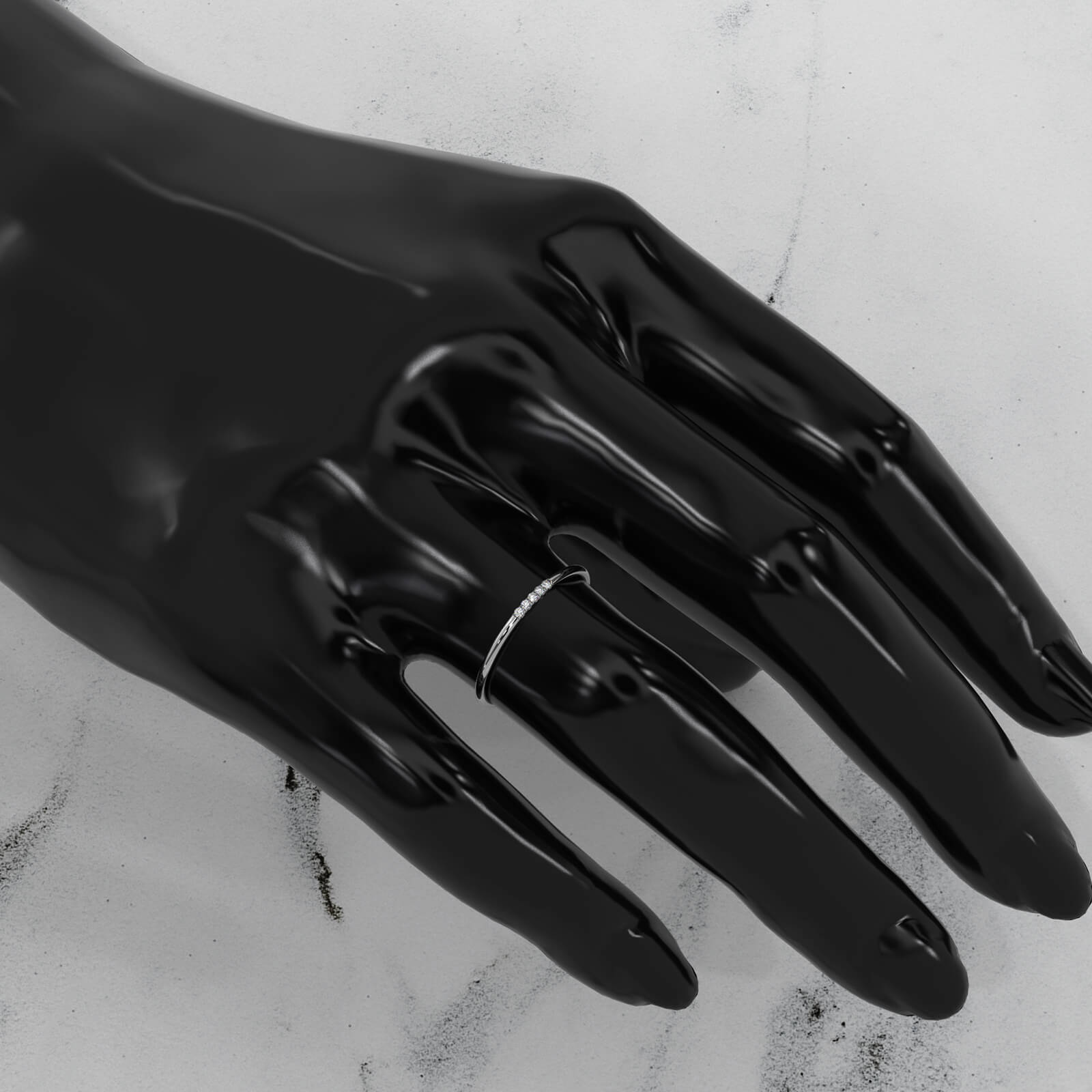 Sleek And Slim 5 Stone Round Lab Diamond Fashion Ring 0.03ctw.