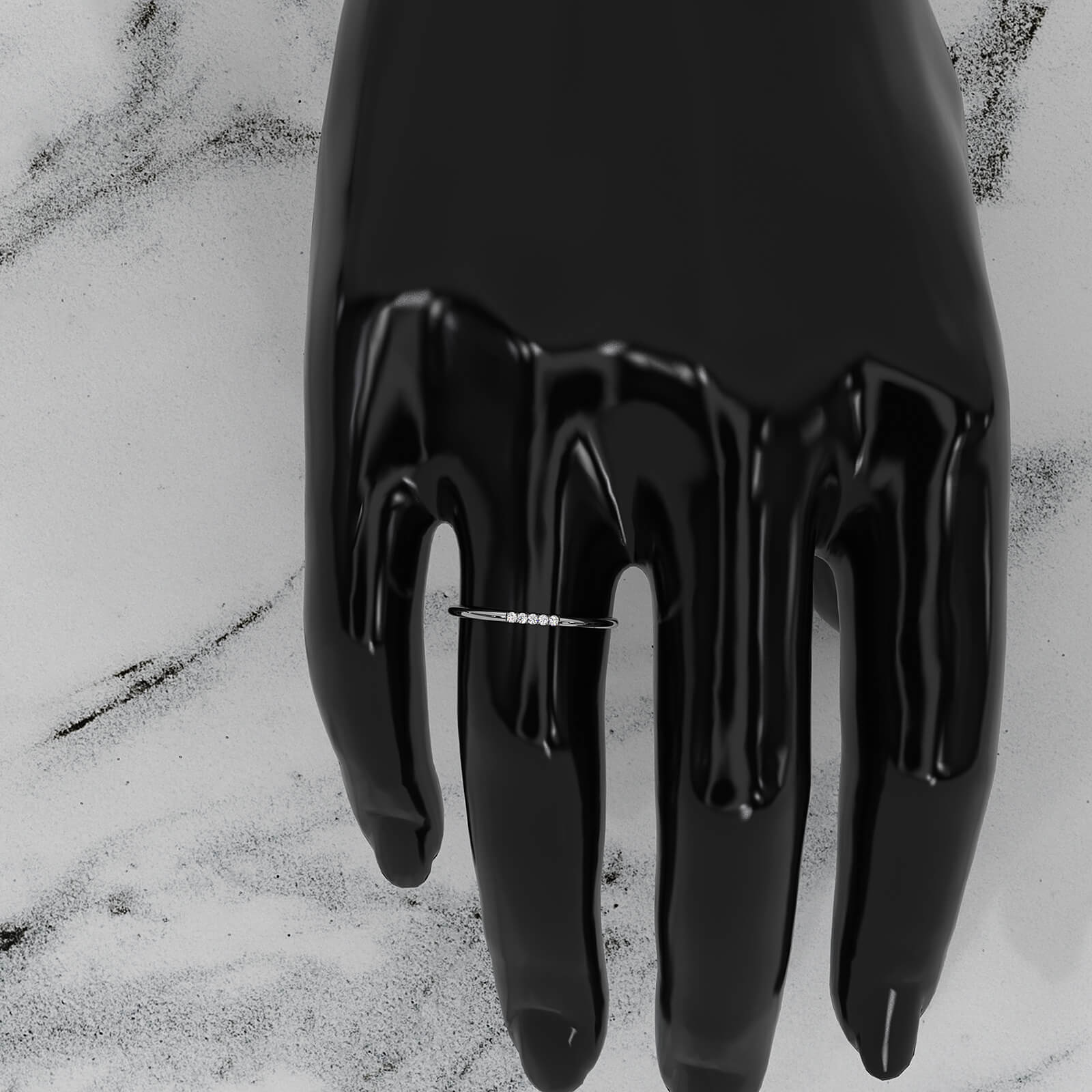 Sleek And Slim 5 Stone Round Lab Diamond Fashion Ring 0.03ctw.