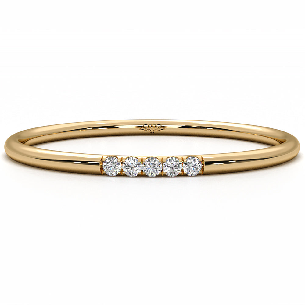 Sleek And Slim 5 Stone Round Lab Diamond Fashion Ring 0.03ctw.