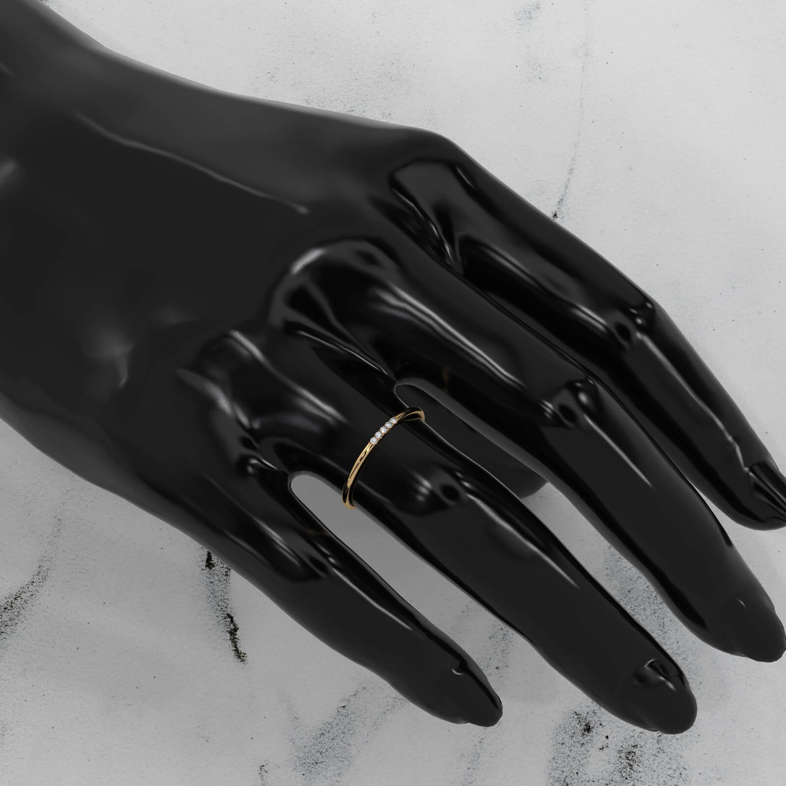 Sleek And Slim 5 Stone Round Lab Diamond Fashion Ring 0.03ctw.