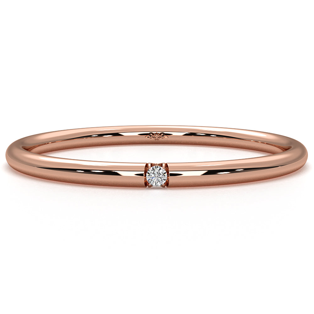 Minimalist Single Round Lab Diamond Fashion Ring 0.01ctw.