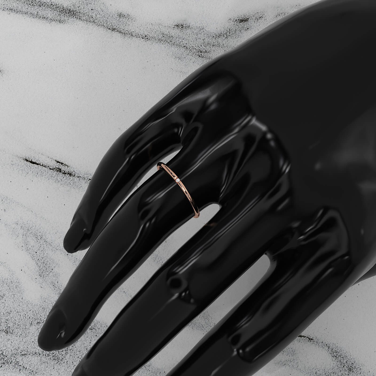 Minimalist Single Round Lab Diamond Fashion Ring 0.01ctw.