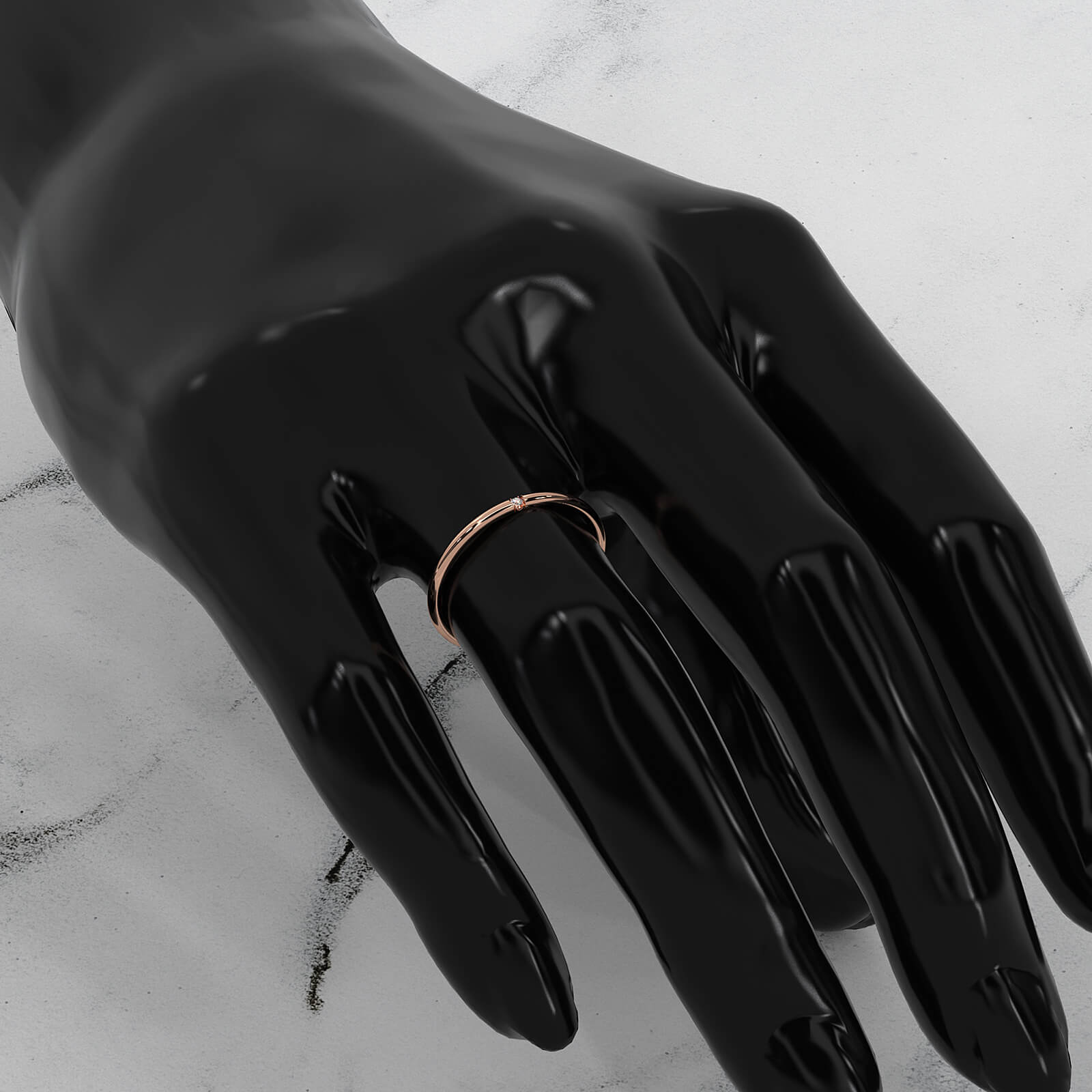 Minimalist Single Round Lab Diamond Fashion Ring 0.01ctw.