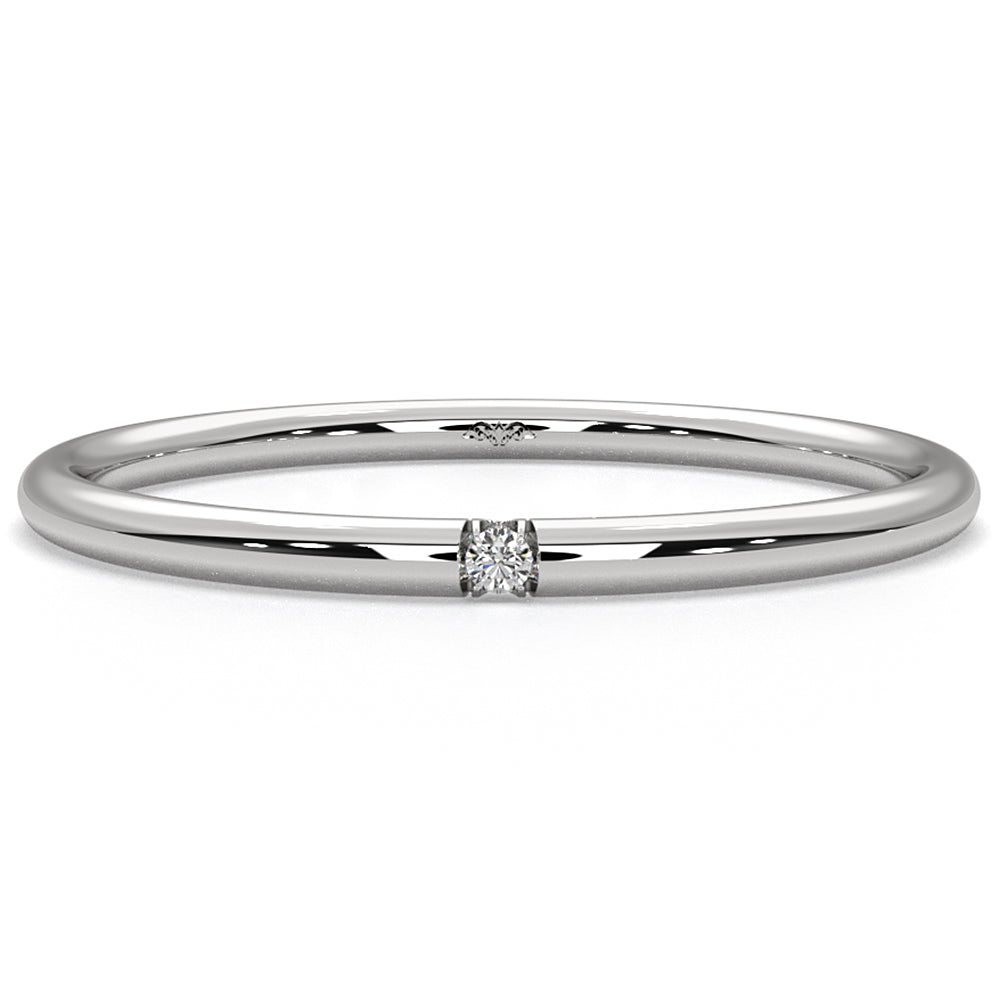 Minimalist Single Round Lab Diamond Fashion Ring 0.01ctw.