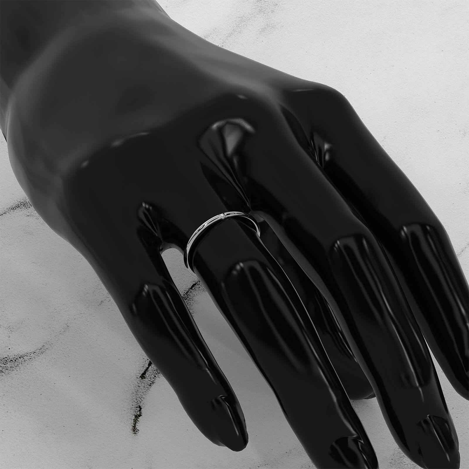 Minimalist Single Round Lab Diamond Fashion Ring 0.01ctw.