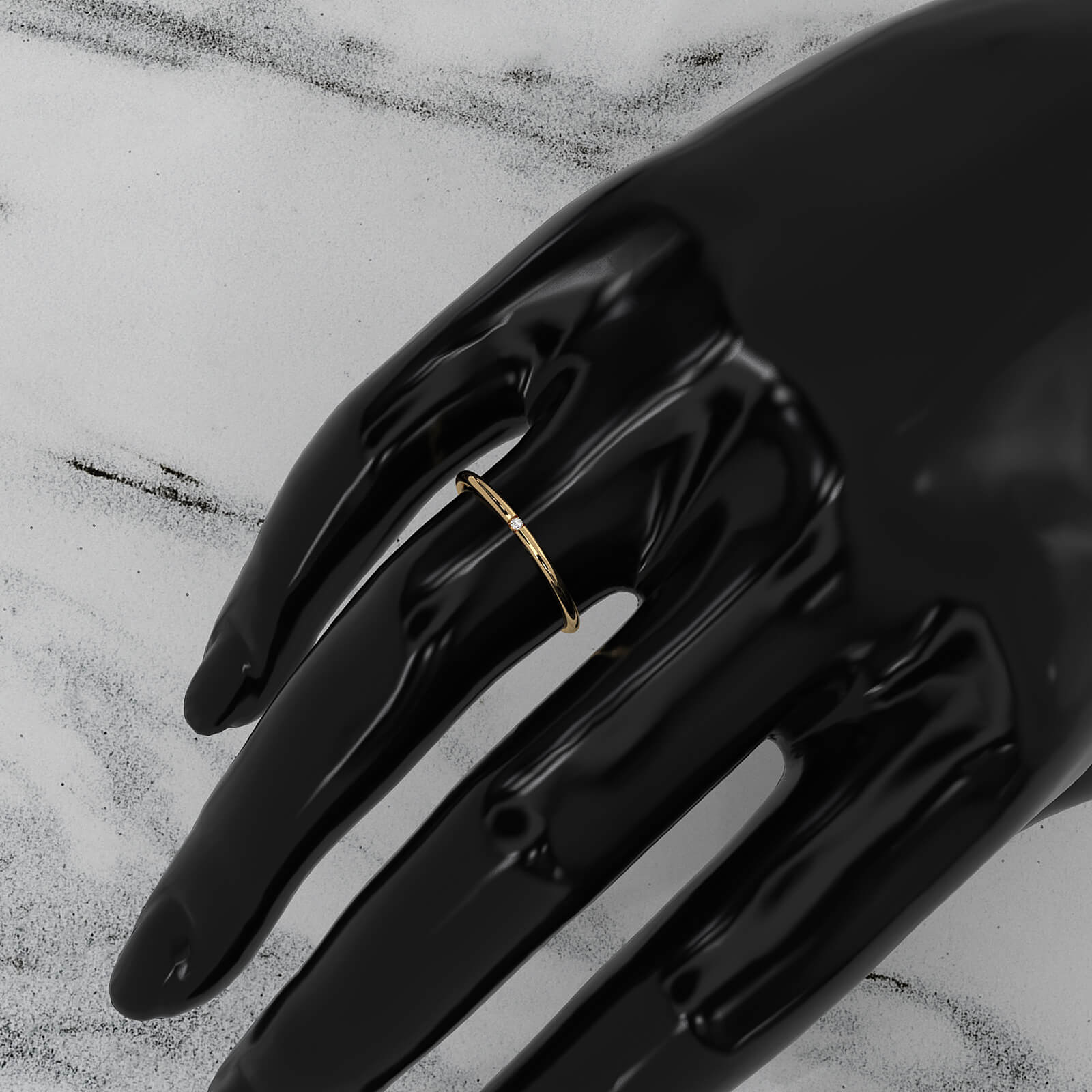 Minimalist Single Round Lab Diamond Fashion Ring 0.01ctw.