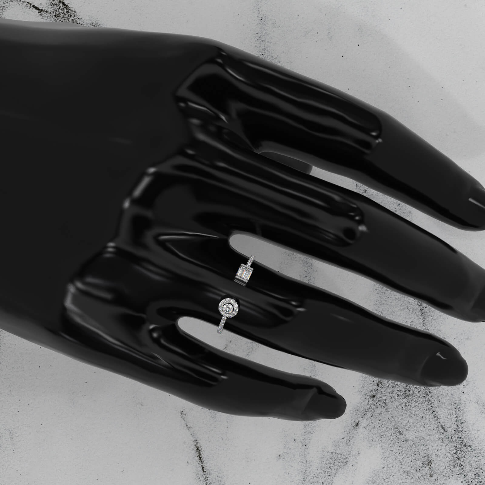 Baguette And Round Women's Open Lab Diamond Fashion Ring 0.25ctw.