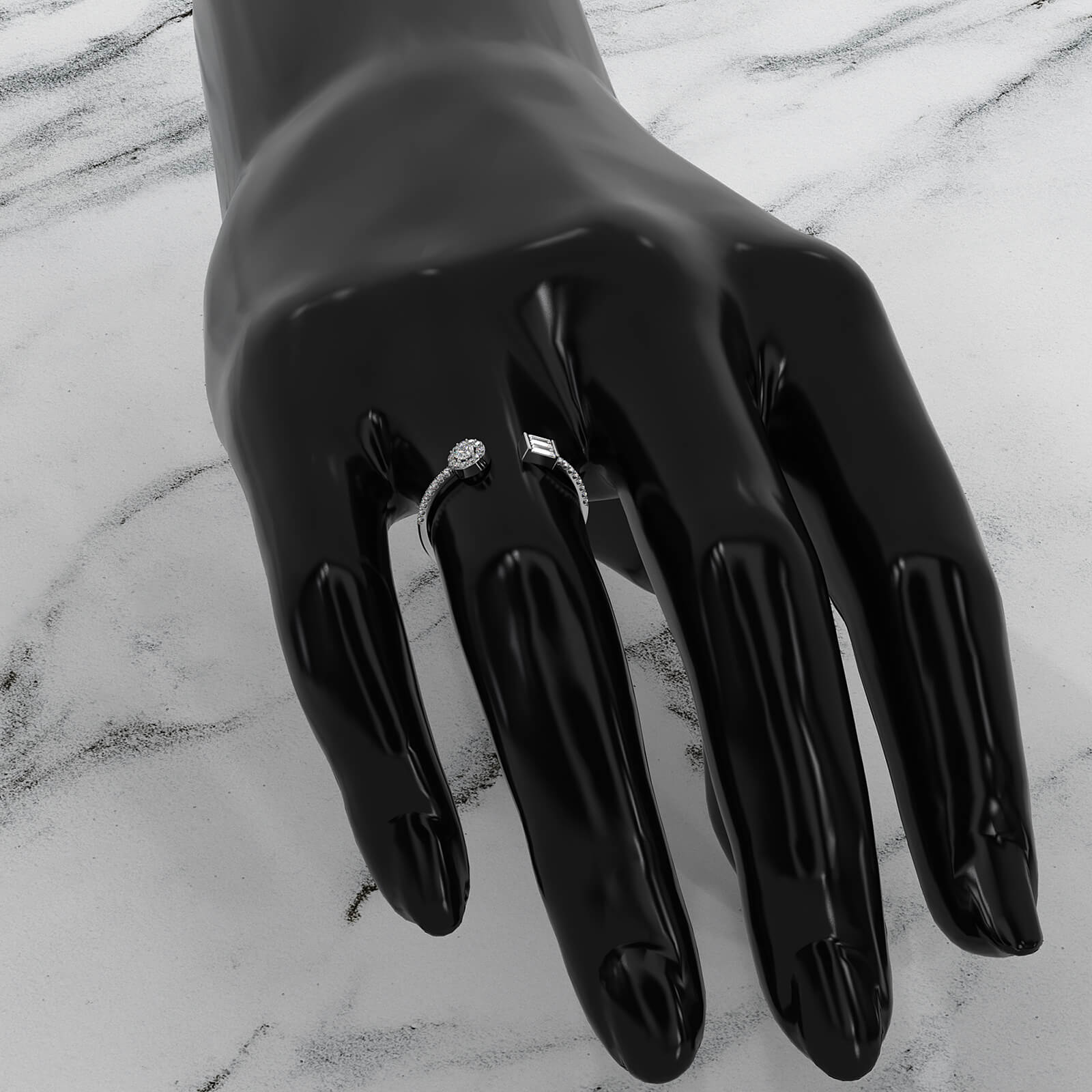 Baguette And Round Women's Open Lab Diamond Fashion Ring 0.25ctw.