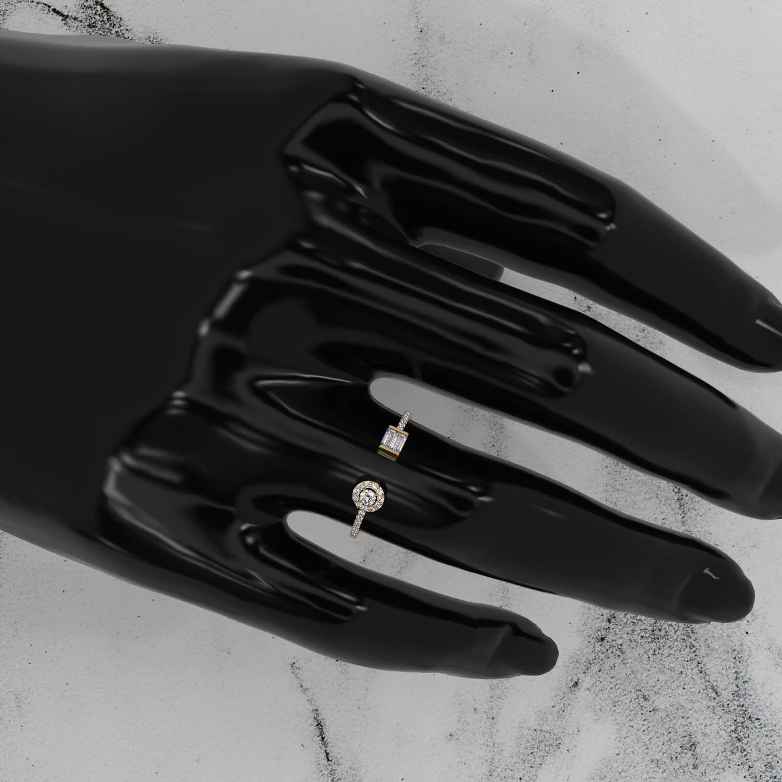 Baguette And Round Women's Open Lab Diamond Fashion Ring 0.25ctw.