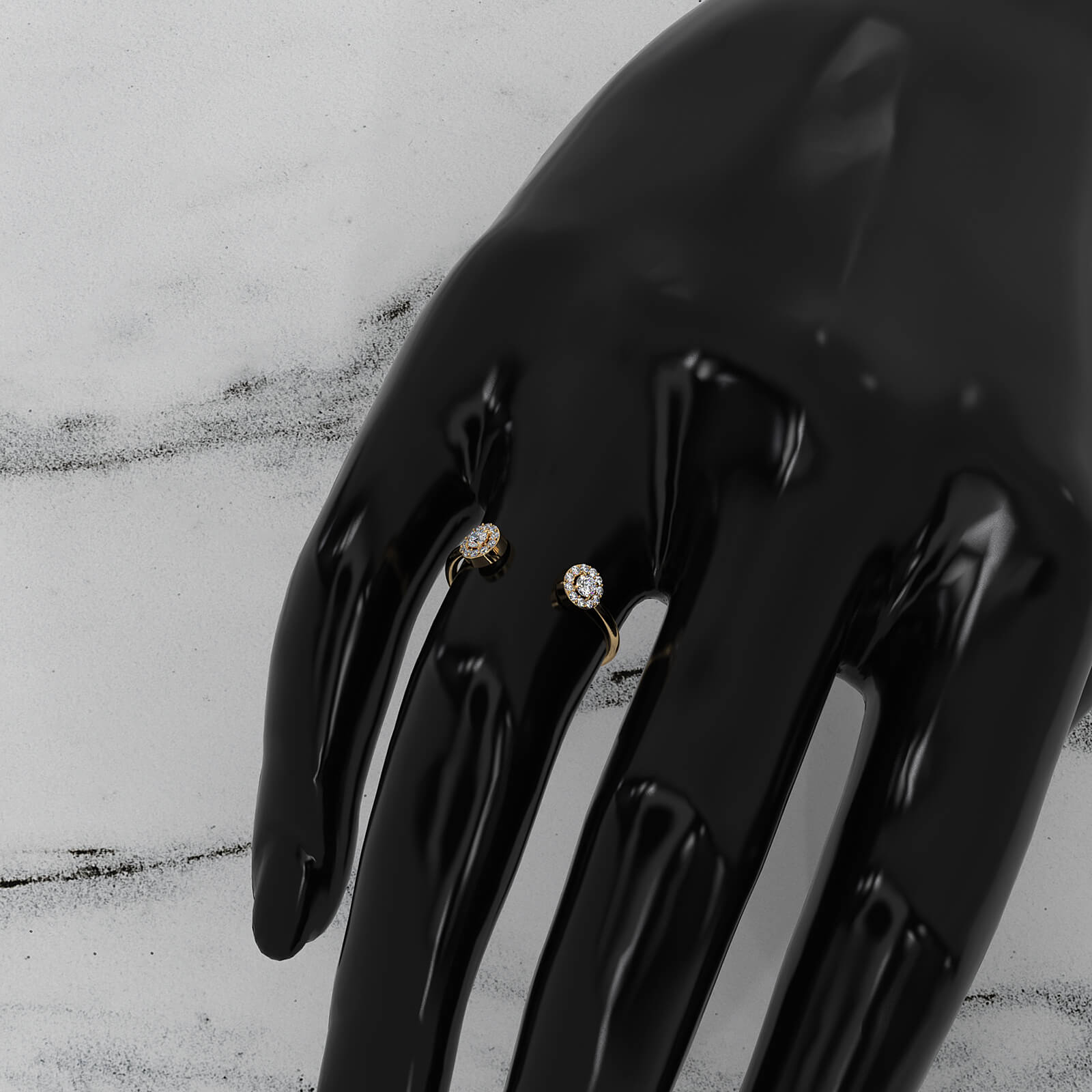 Women's Thin Round Lab Diamond Open Cuff Fashion Ring 0.14ctw.