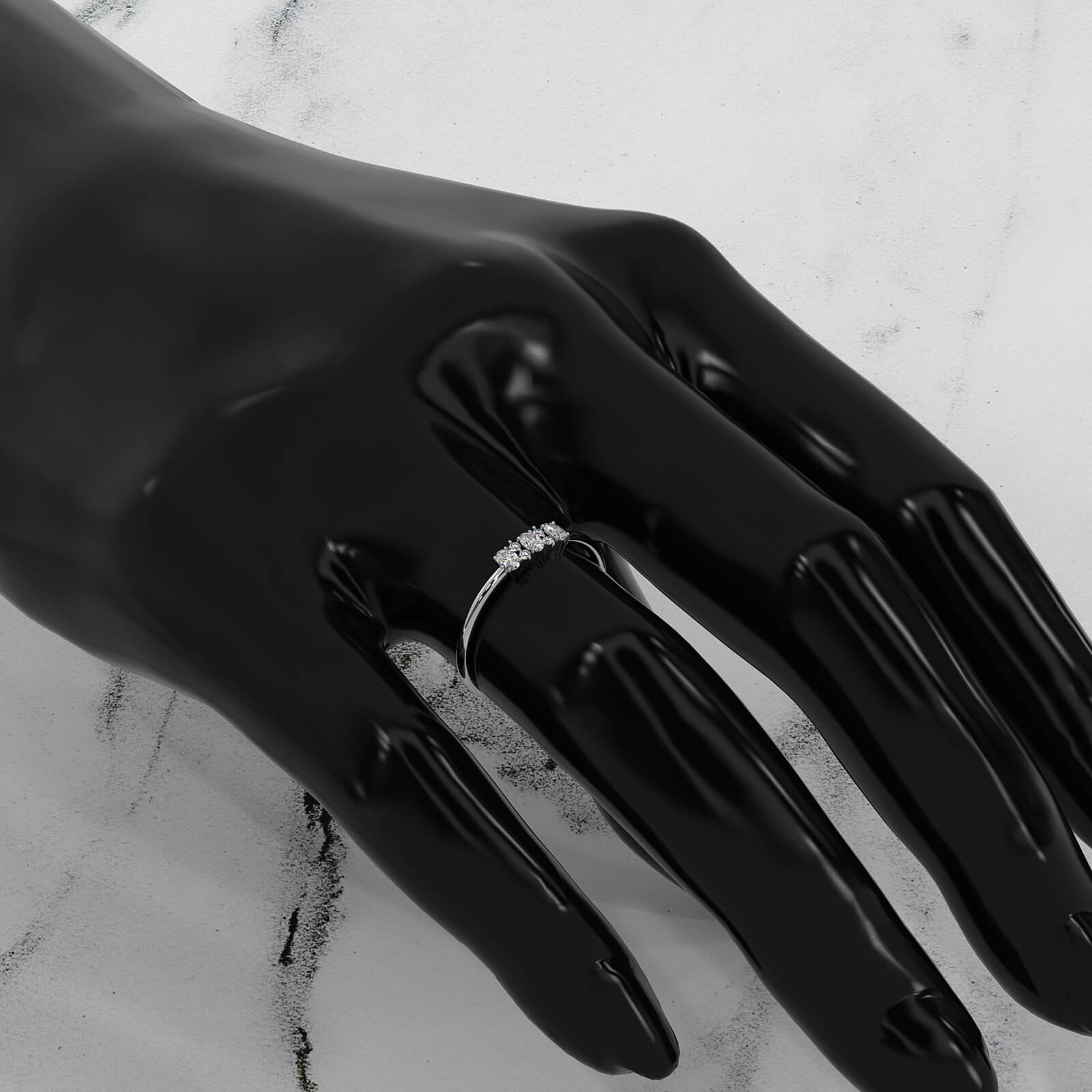 Prong Set Oval And Round Lab Diamond Fashion Ring 0.16ctw.