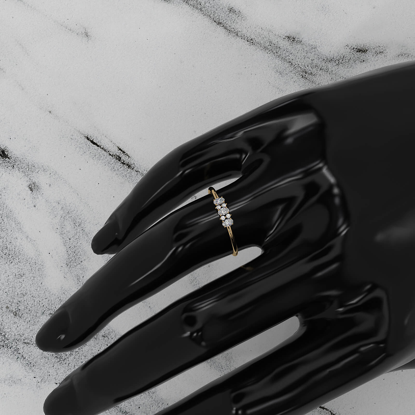 Prong Set Oval And Round Lab Diamond Fashion Ring 0.16ctw.