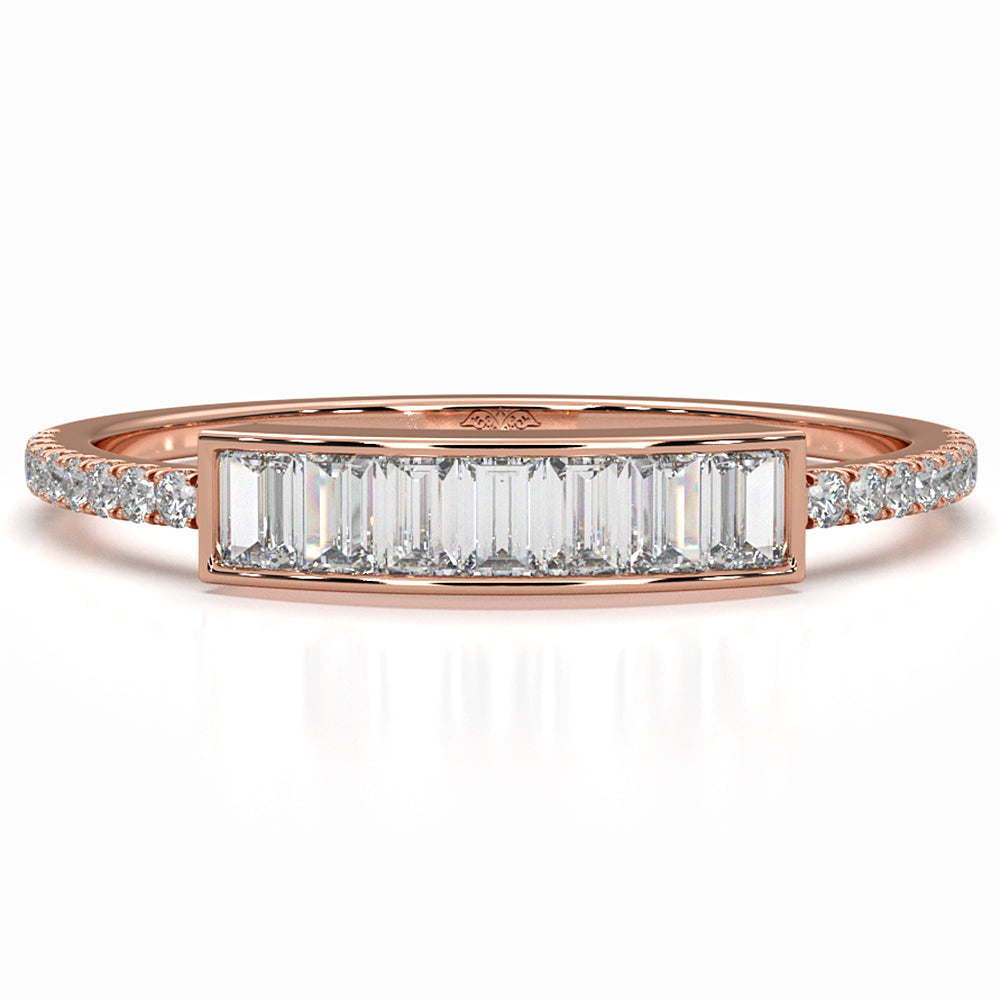 Channel Set Baguette and Round Lab Diamond Fashion Ring 0.35ctw.