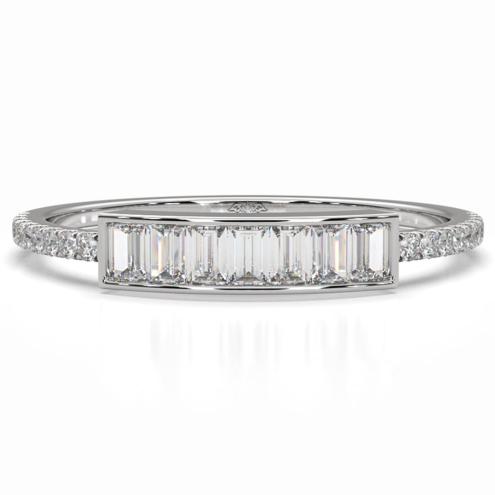 Channel Set Baguette and Round Lab Diamond Fashion Ring 0.35ctw.