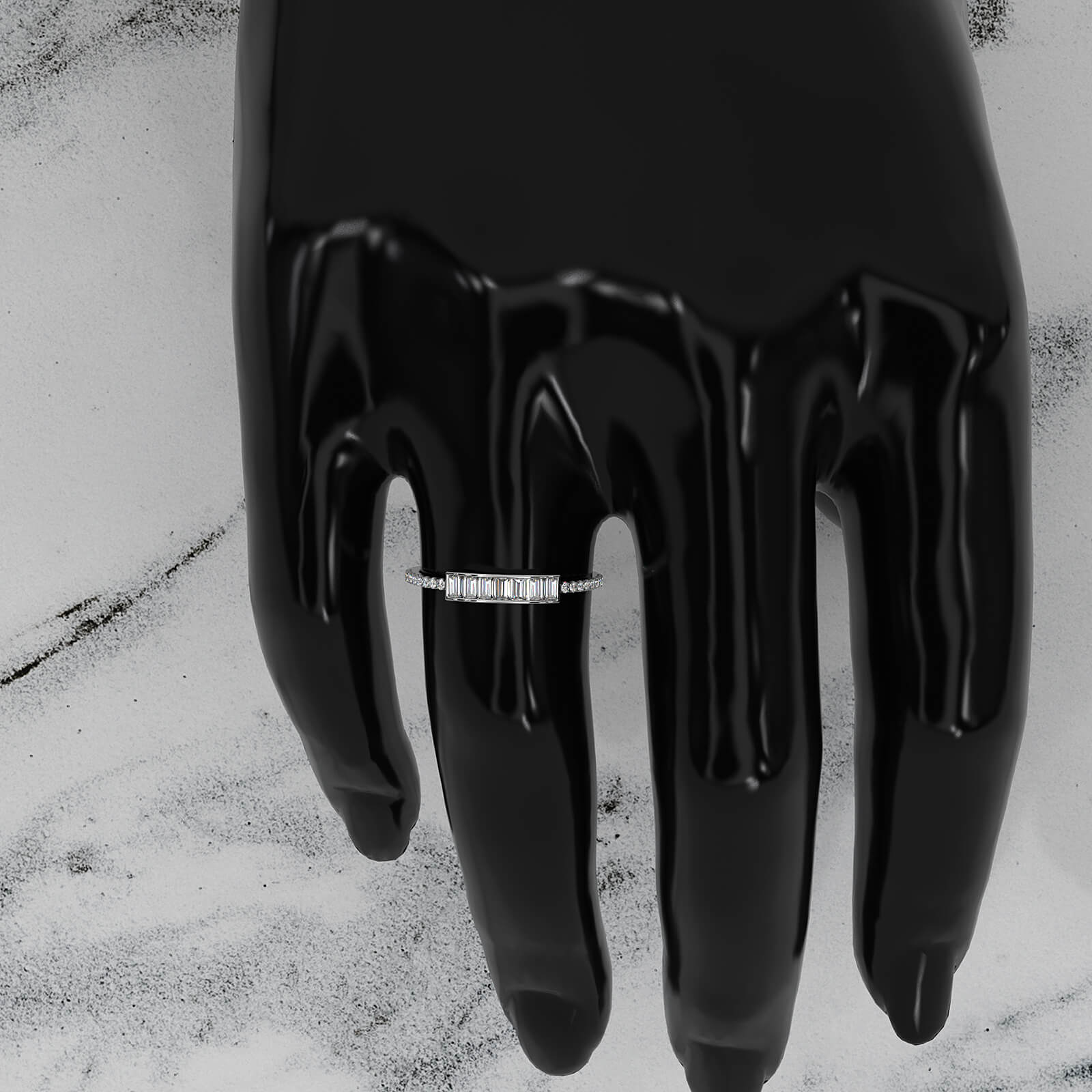 Channel Set Baguette and Round Lab Diamond Fashion Ring 0.35ctw.