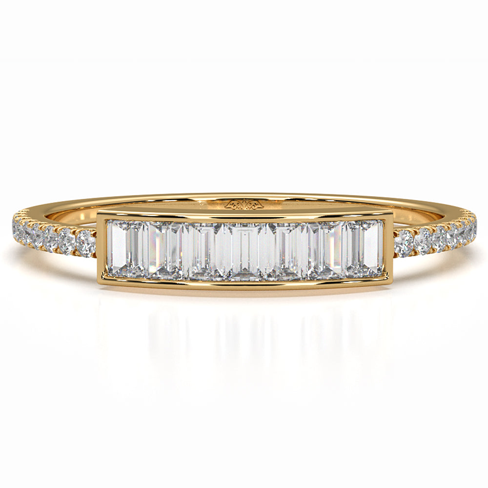 Channel Set Baguette and Round Lab Diamond Fashion Ring 0.35ctw.