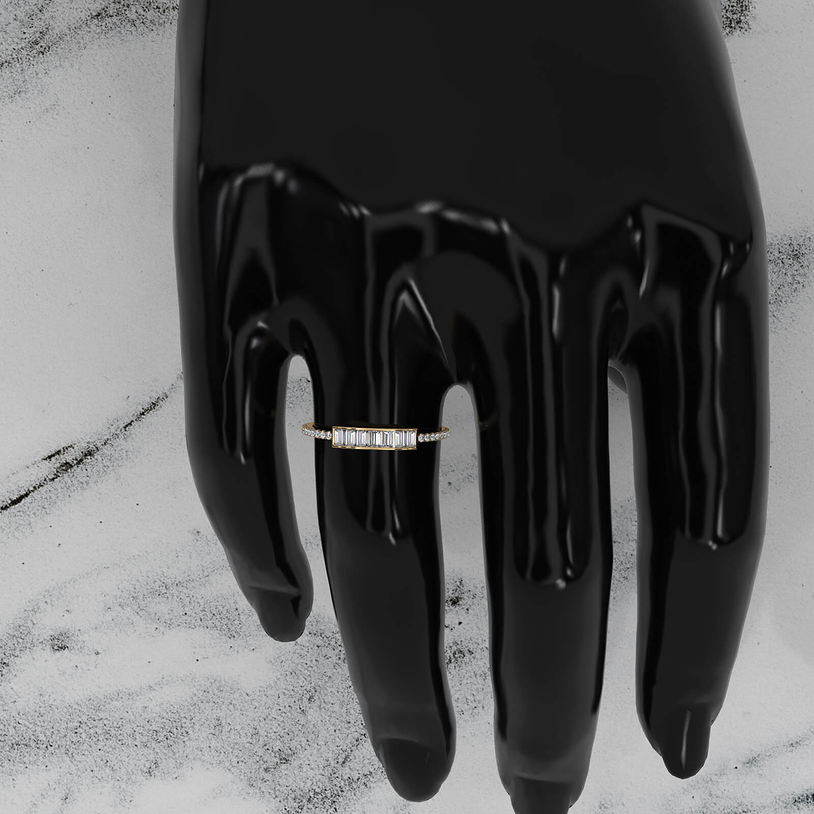 Channel Set Baguette and Round Lab Diamond Fashion Ring 0.35ctw.