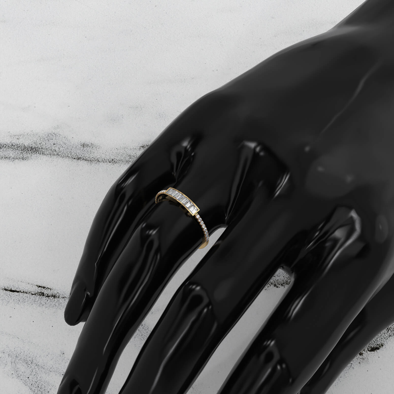 Channel Set Baguette and Round Lab Diamond Fashion Ring 0.35ctw.