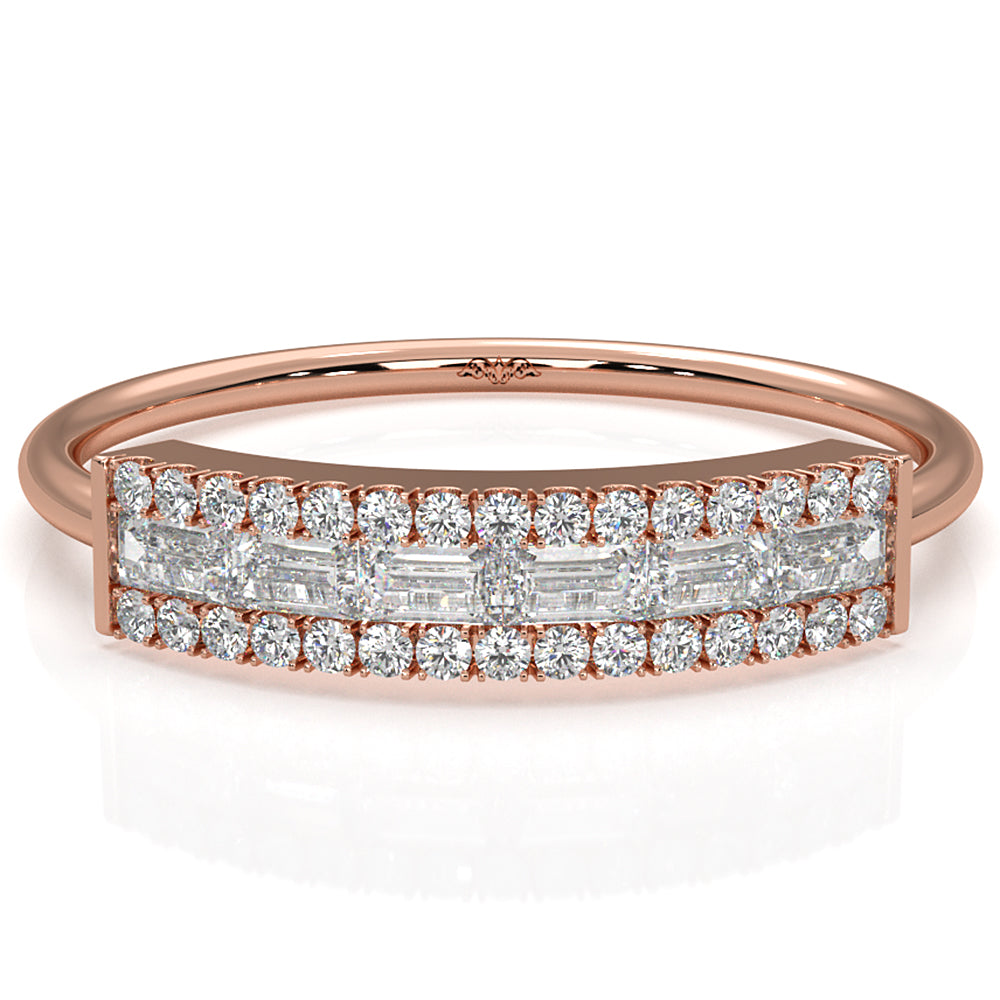 Womens Baguette And Round Lab Diamond Fashion Band Ring 0.33ctw.