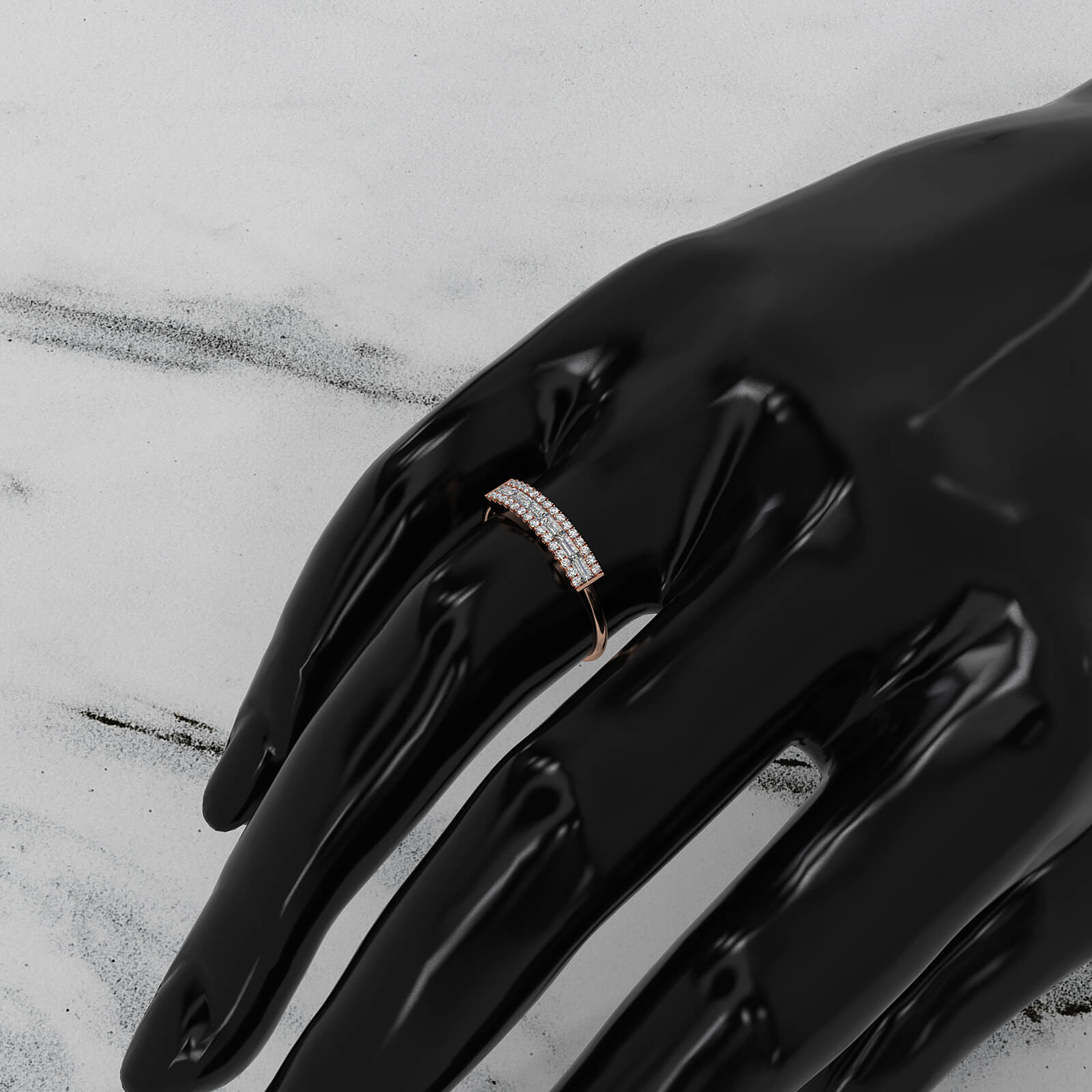 Womens Baguette And Round Lab Diamond Fashion Band Ring 0.33ctw.