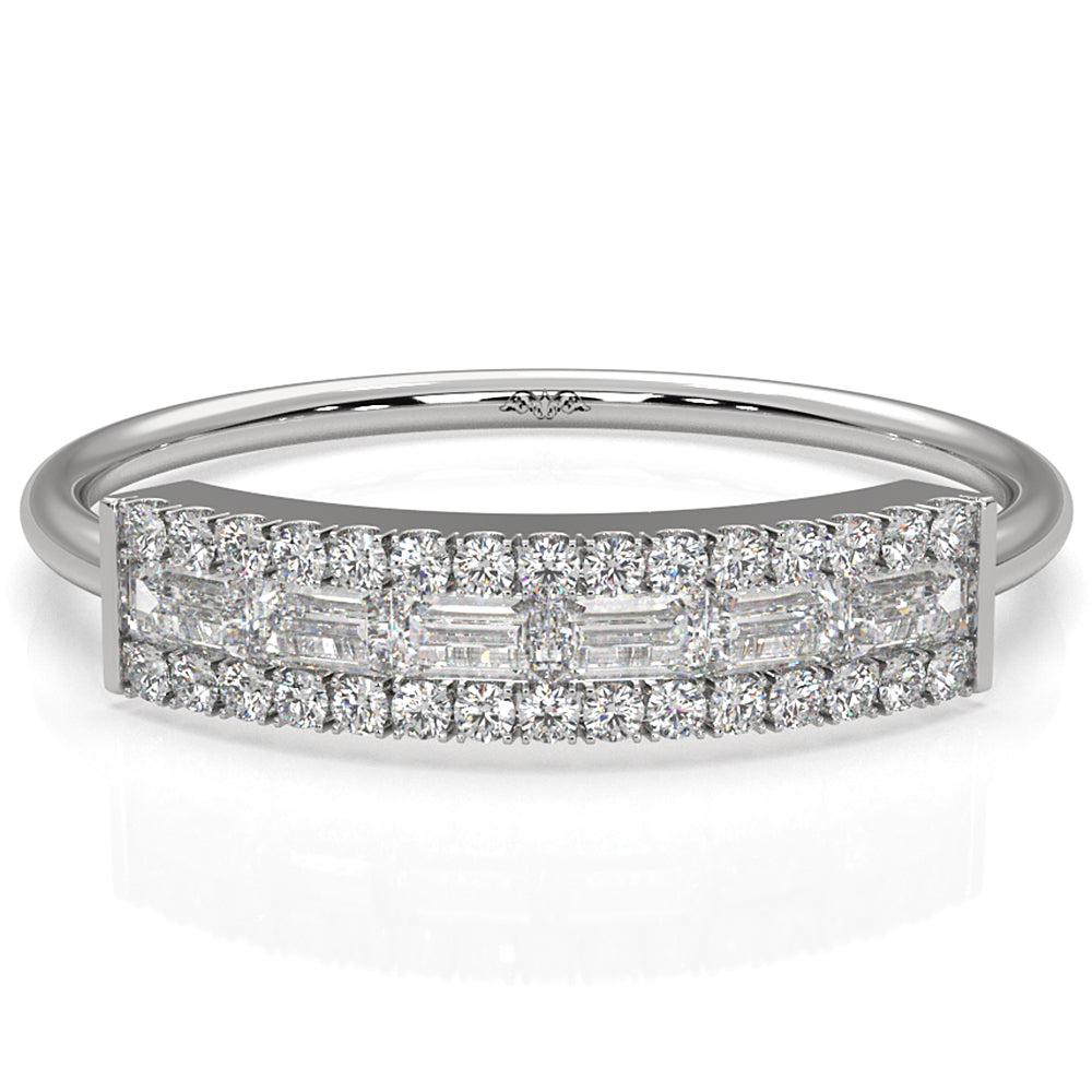 Womens Baguette And Round Lab Diamond Fashion Band Ring 0.33ctw.