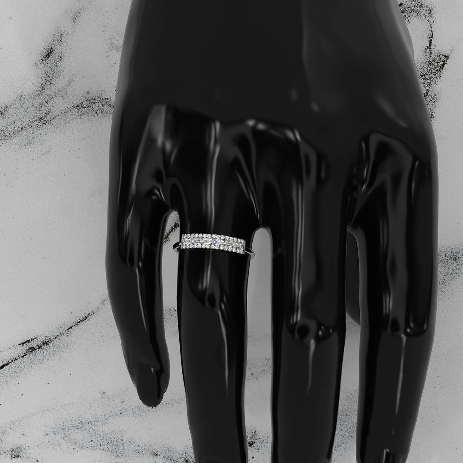 Womens Baguette And Round Lab Diamond Fashion Band Ring 0.33ctw.