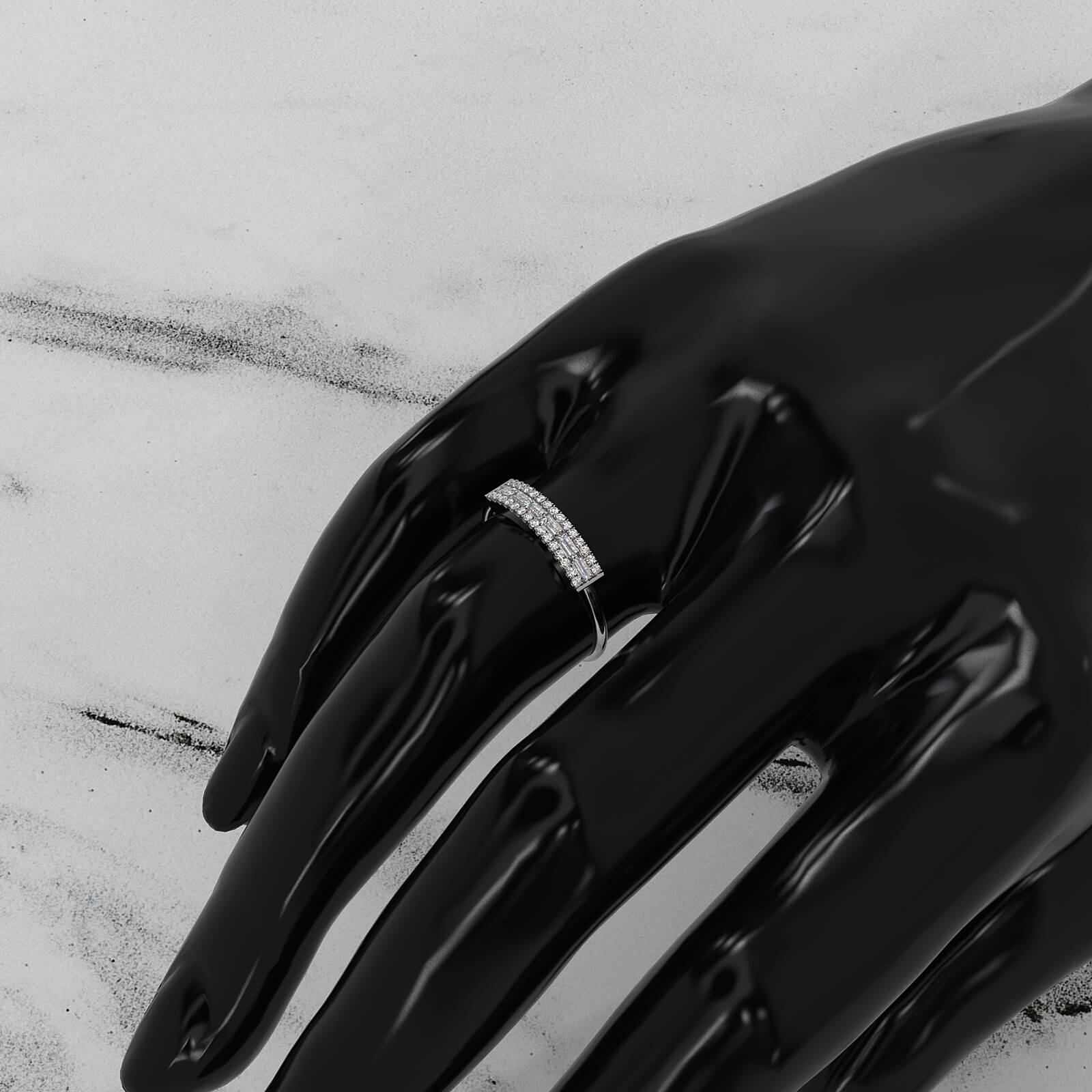 Womens Baguette And Round Lab Diamond Fashion Band Ring 0.33ctw.