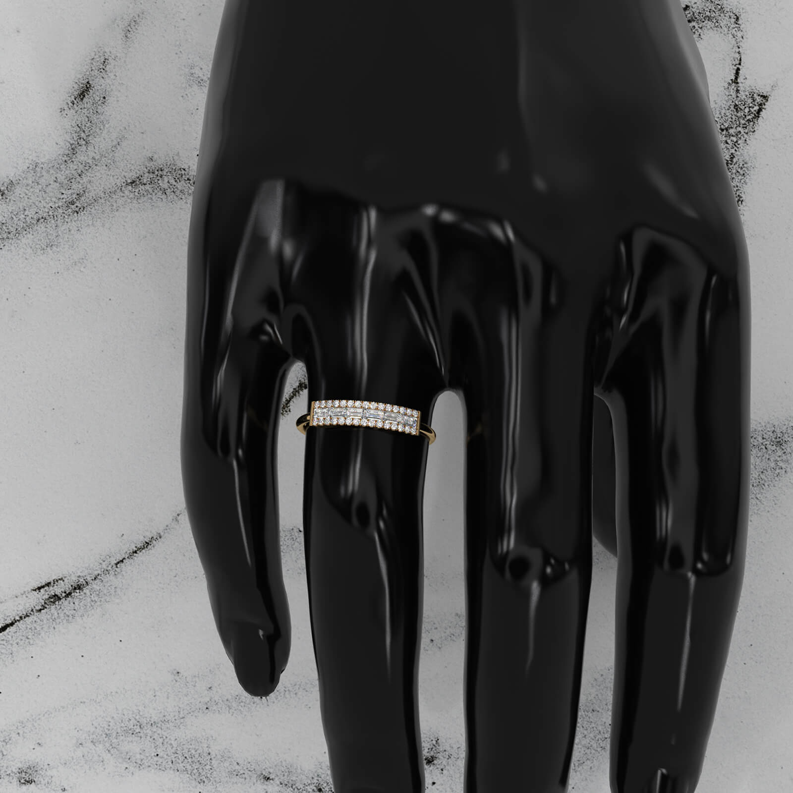 Womens Baguette And Round Lab Diamond Fashion Band Ring 0.33ctw.