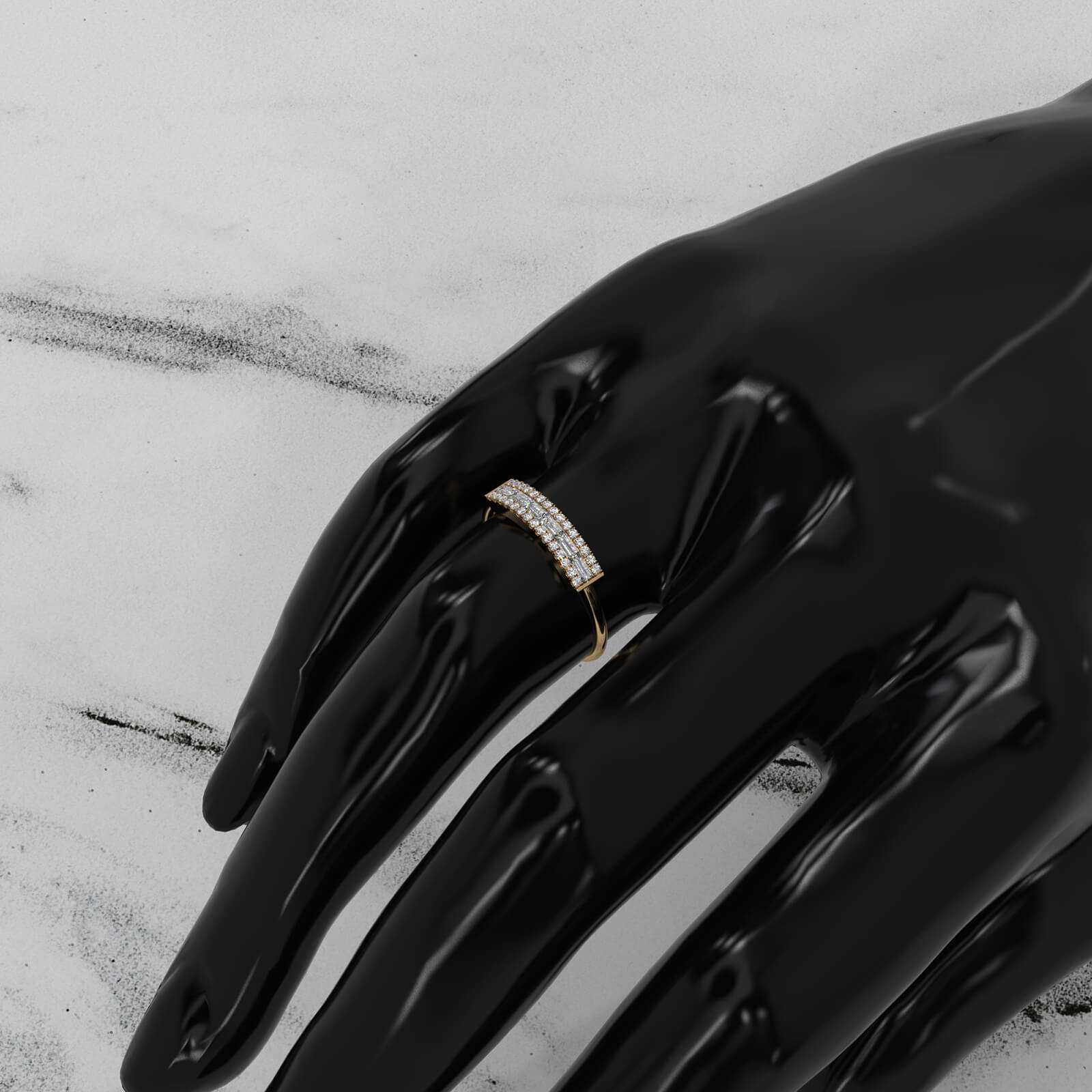 Womens Baguette And Round Lab Diamond Fashion Band Ring 0.33ctw.