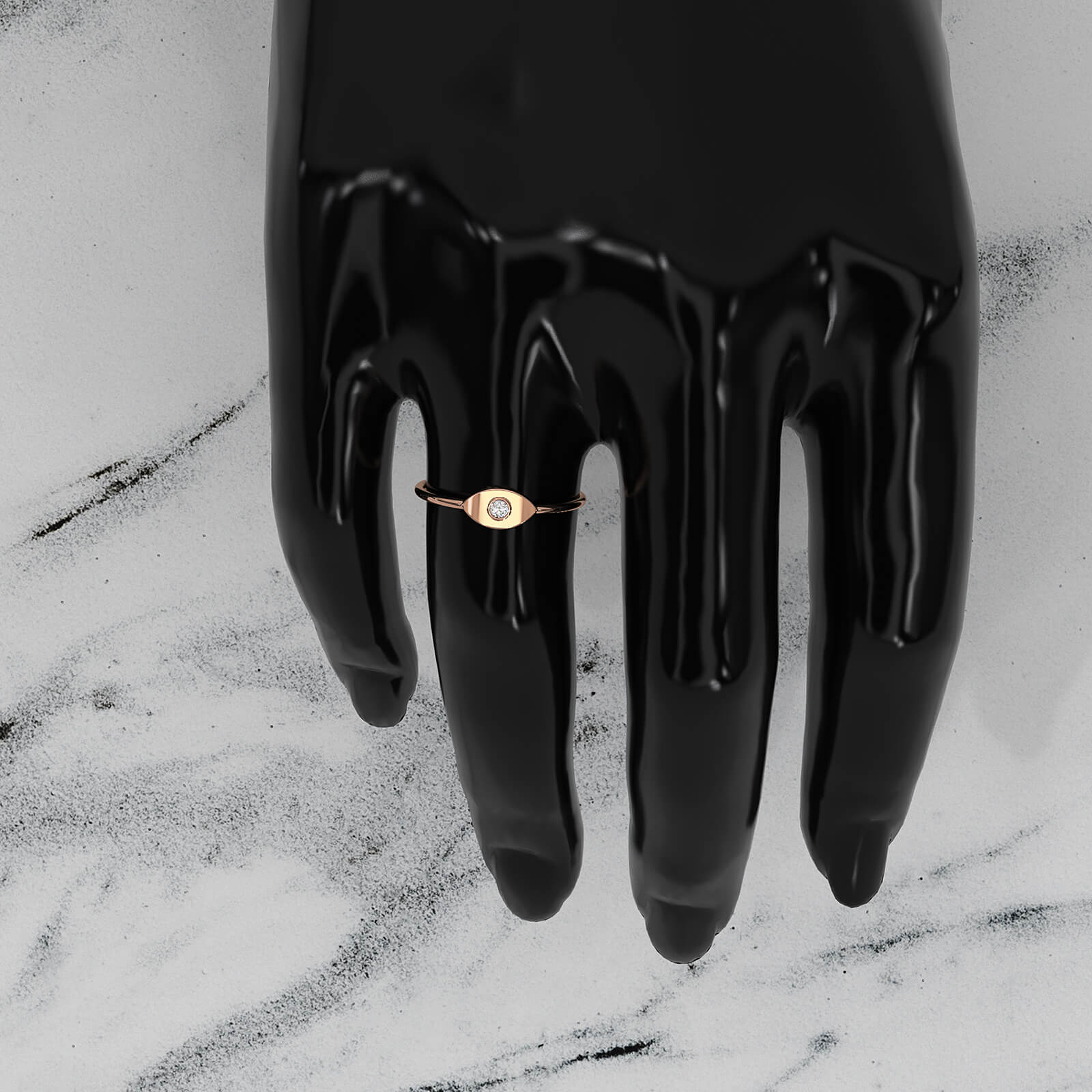 Women's Round Bezel Set Lab Diamond Evil Eye Fashion Ring 0.03ctw.