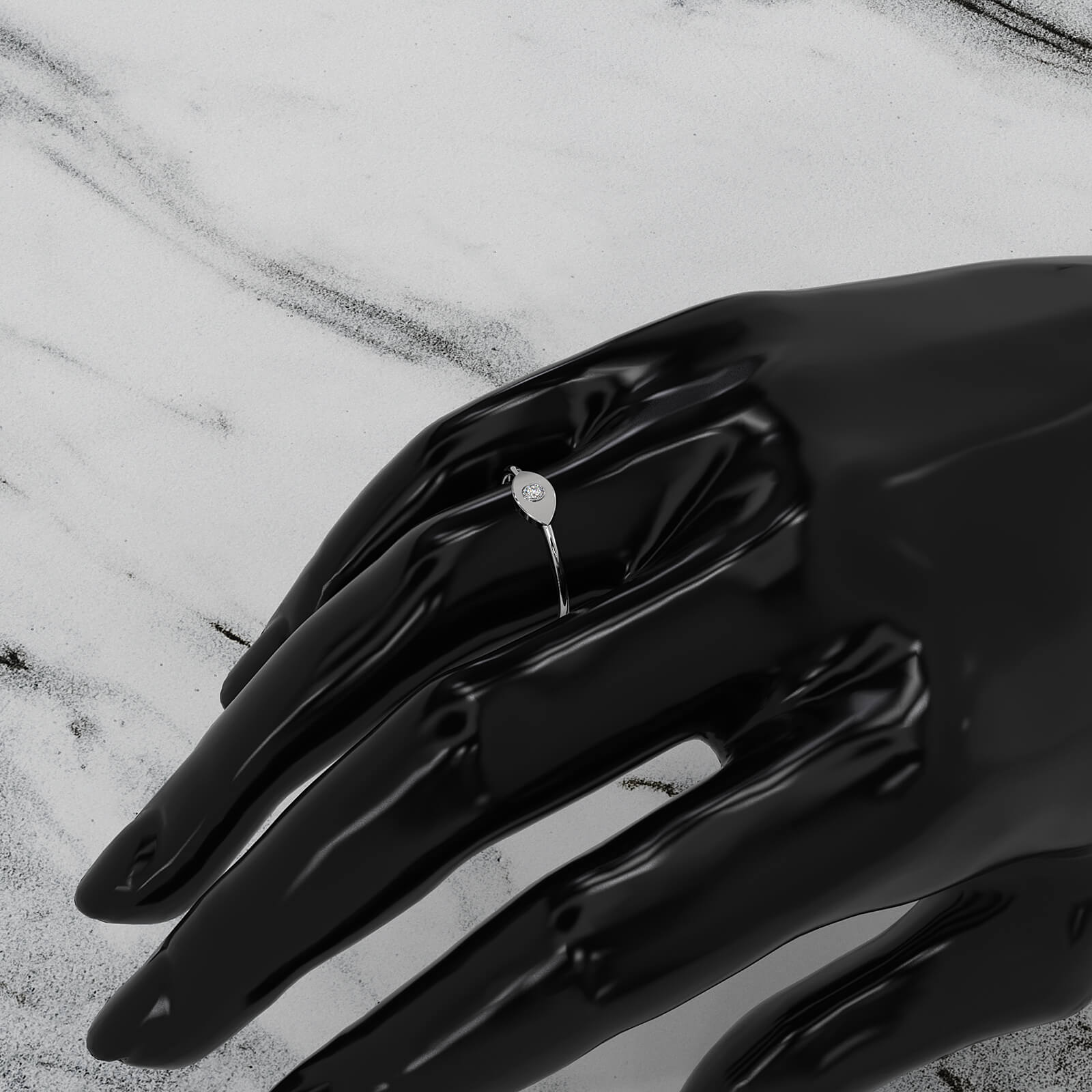 Women's Round Bezel Set Lab Diamond Evil Eye Fashion Ring 0.03ctw.