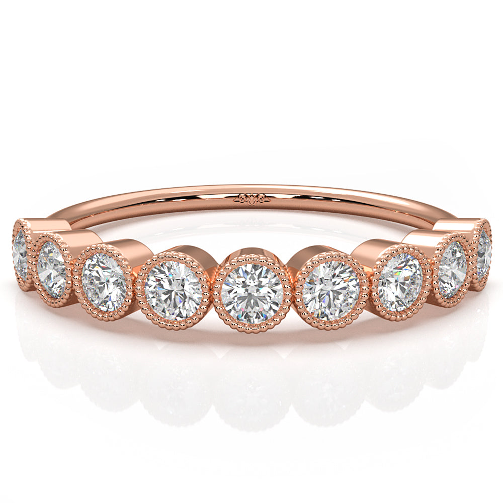 Round Lab Diamond Milgrain Edge Bezel Set Fashion Ring 0.47ctw.