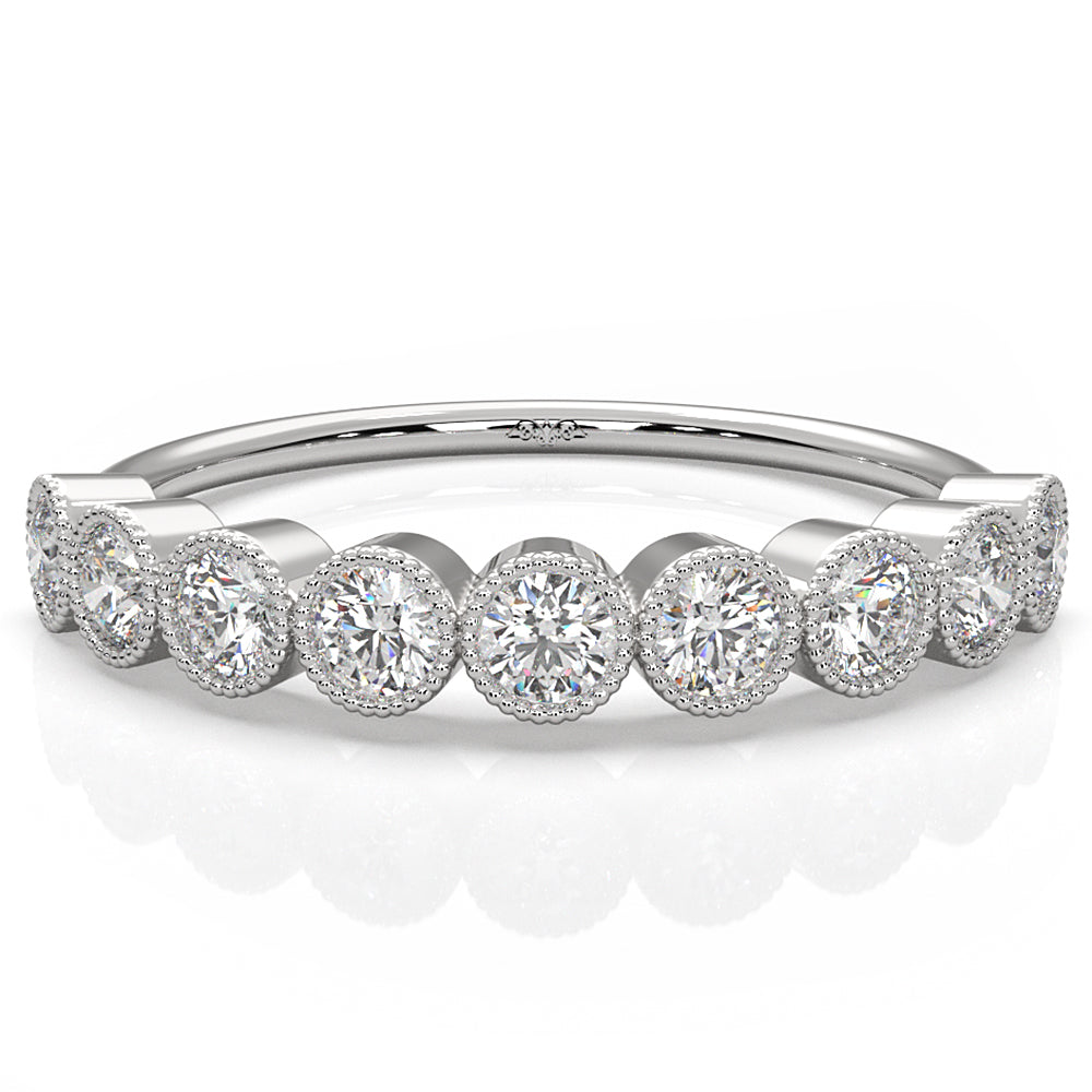 Round Lab Diamond Milgrain Edge Bezel Set Fashion Ring 0.47ctw.