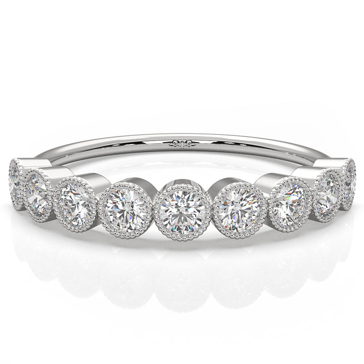 Round Lab Diamond Milgrain Edge Bezel Set Fashion Ring 0.47ctw.