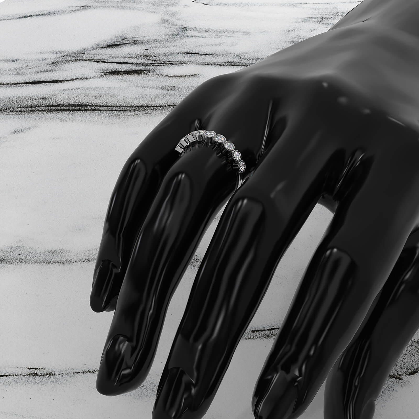 Round Lab Diamond Milgrain Edge Bezel Set Fashion Ring 0.47ctw.