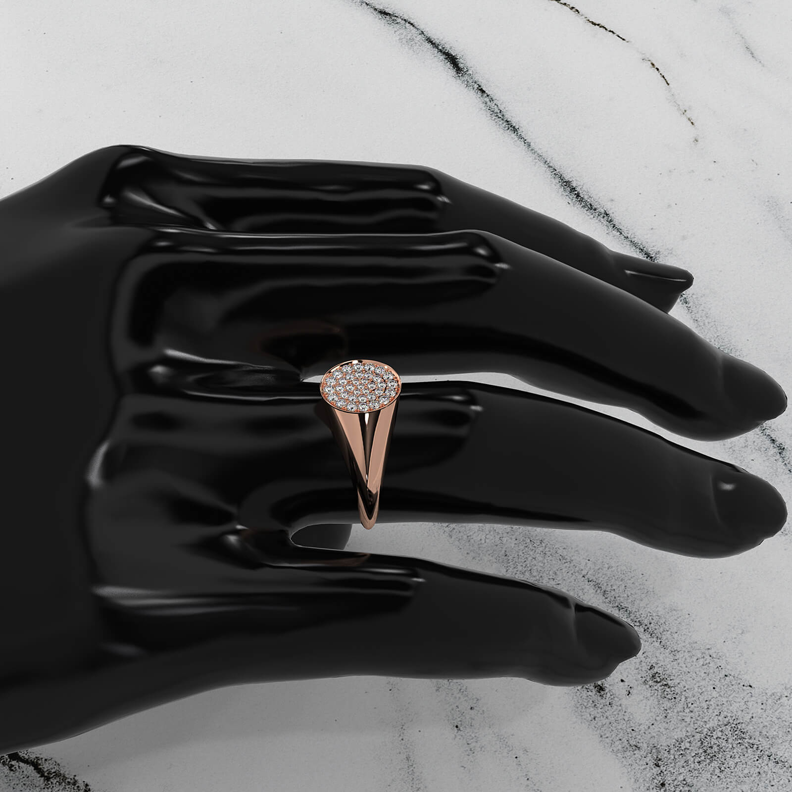 Round Lab Diamond High Polished Signet Ring 0.23ctw.