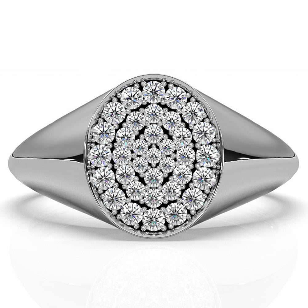 Round Lab Diamond High Polished Signet Ring 0.23ctw.