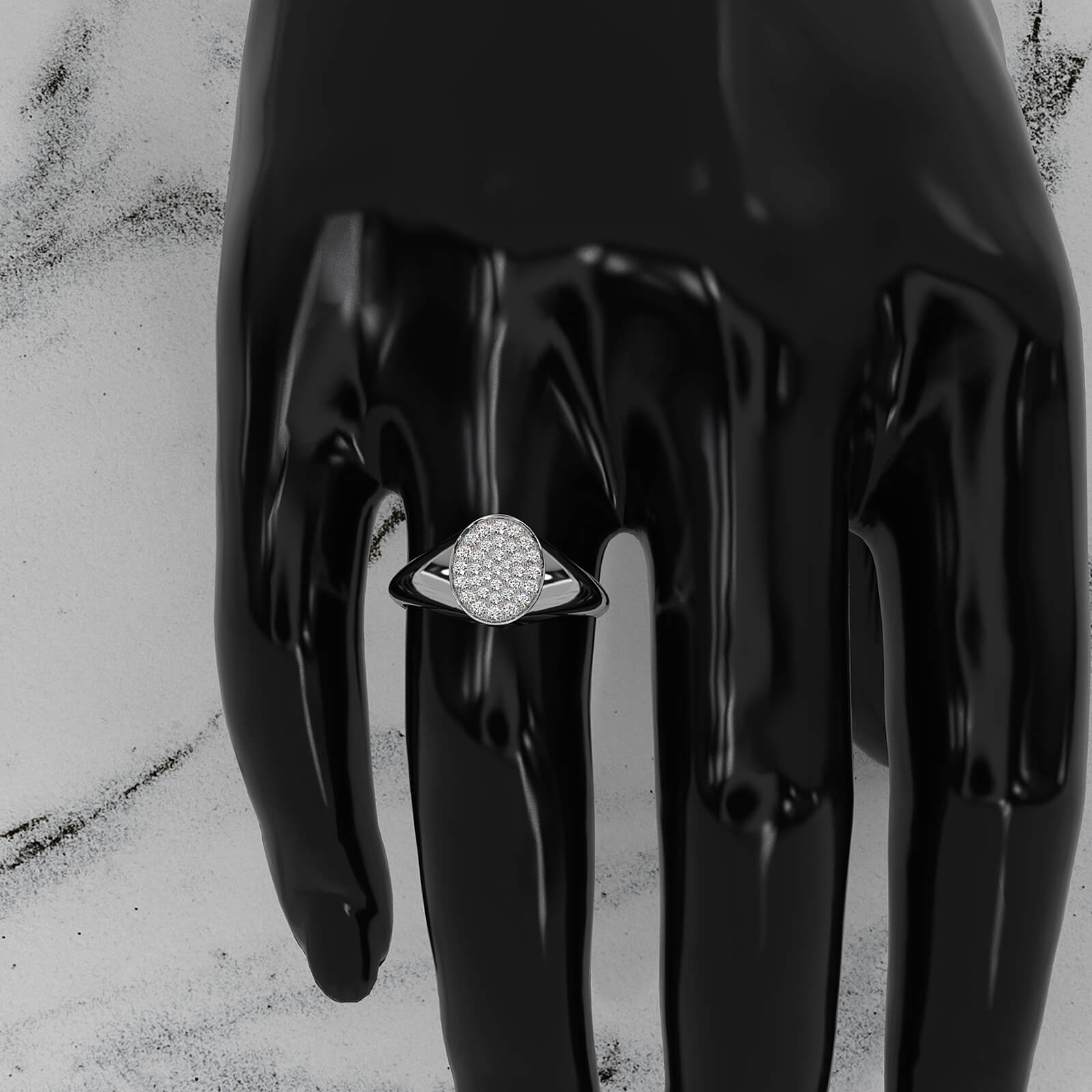 Round Lab Diamond High Polished Signet Ring 0.23ctw.