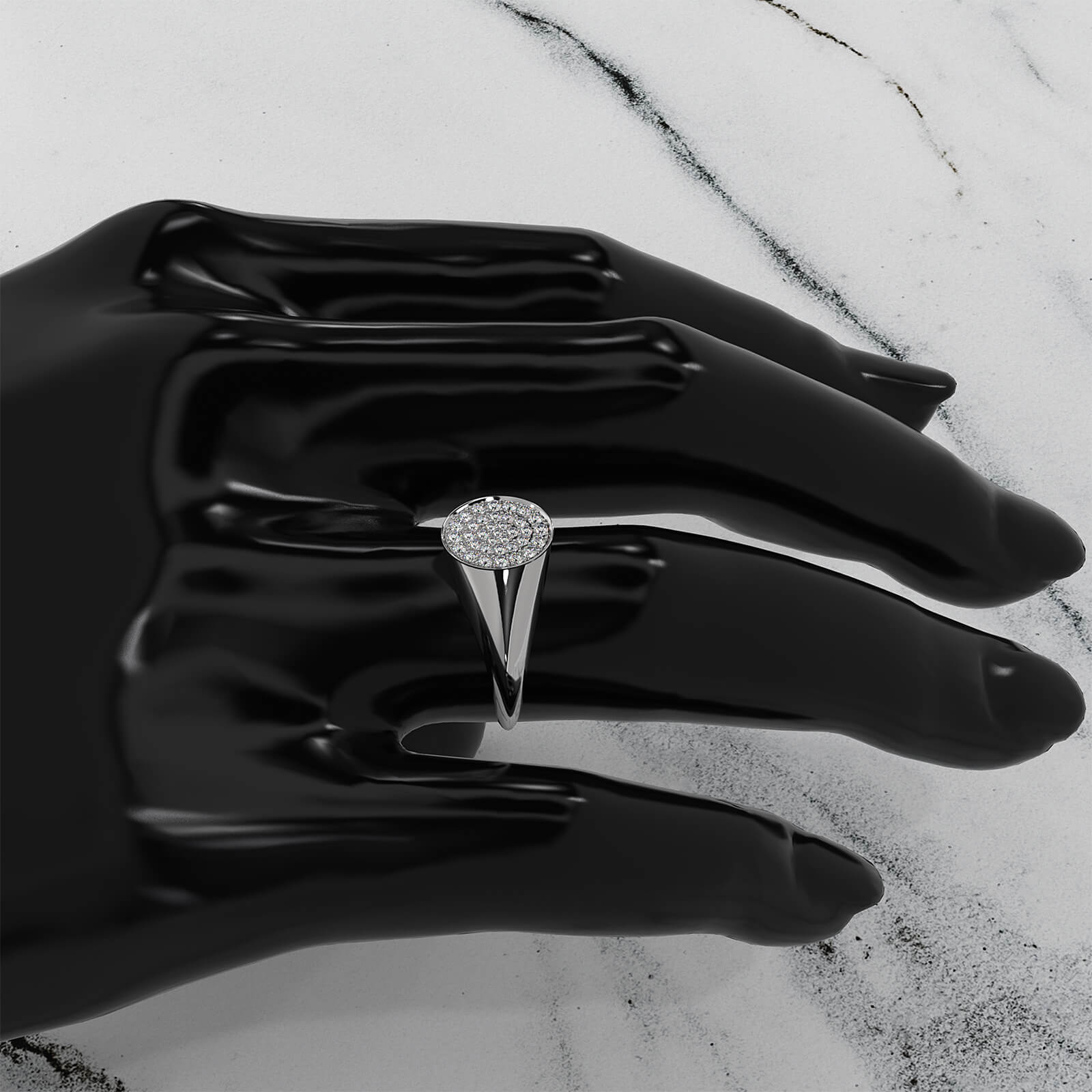 Round Lab Diamond High Polished Signet Ring 0.23ctw.