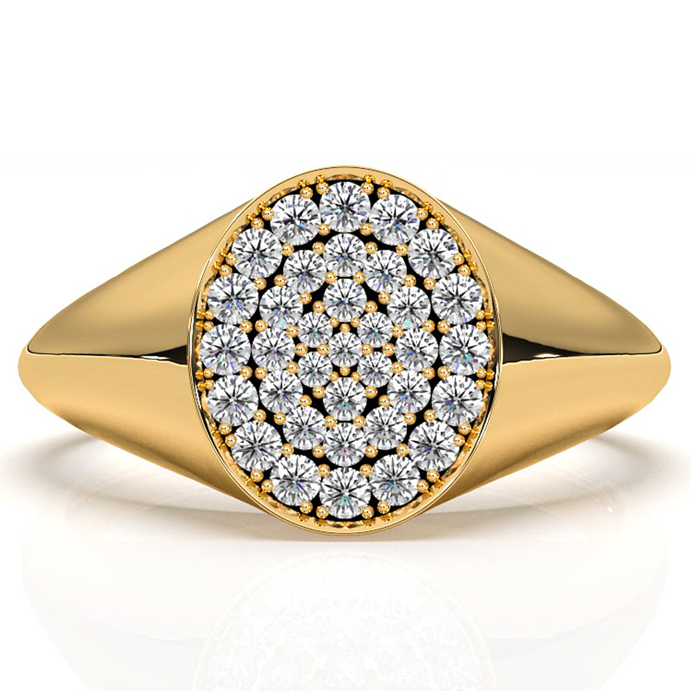 Round Lab Diamond High Polished Signet Ring 0.23ctw.