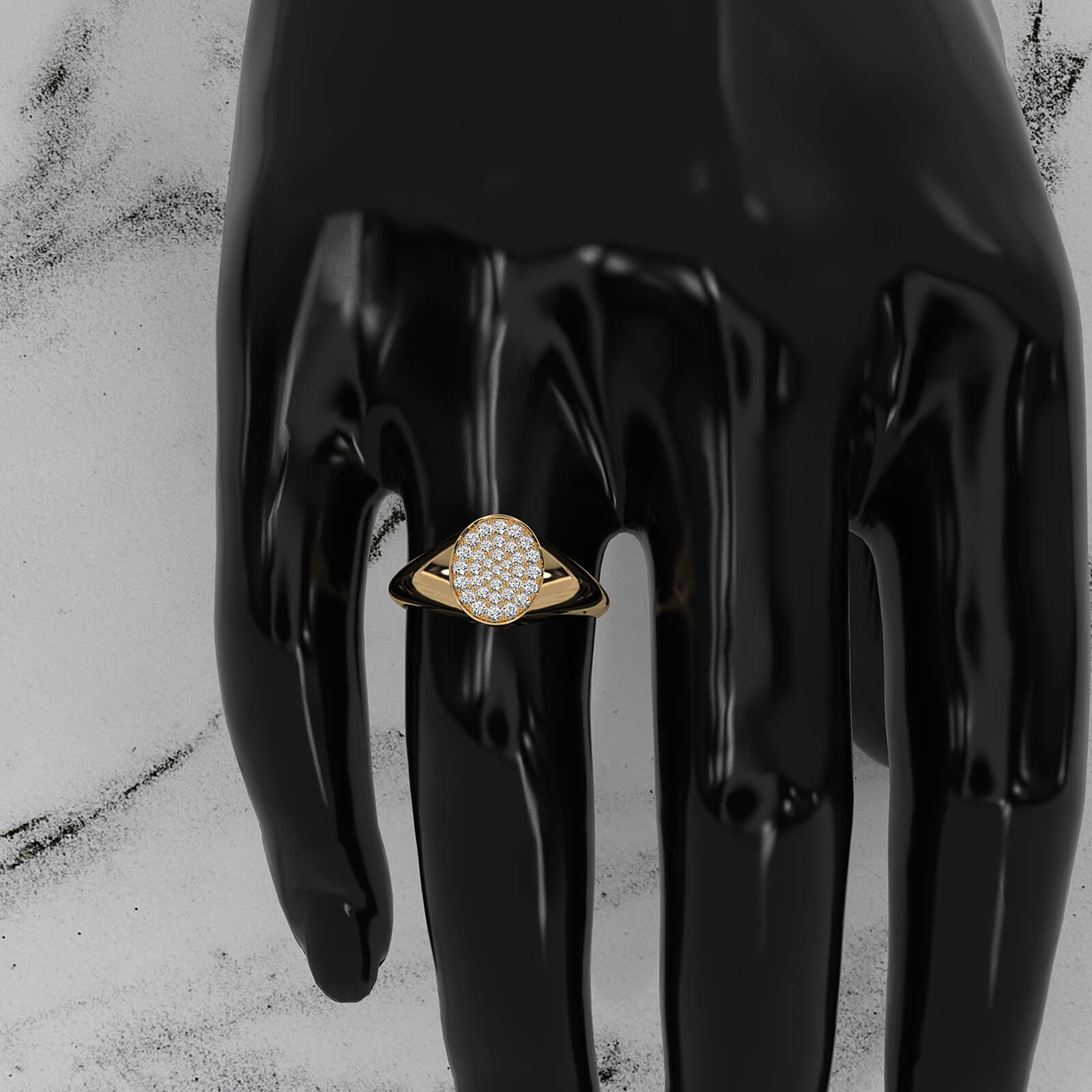 Round Lab Diamond High Polished Signet Ring 0.23ctw.