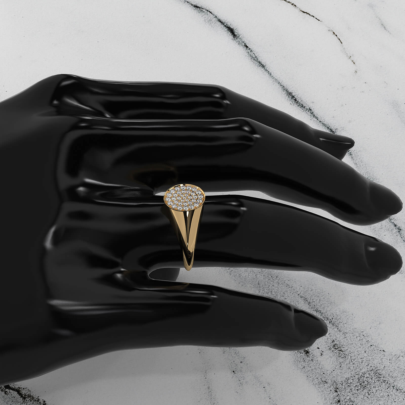 Round Lab Diamond High Polished Signet Ring 0.23ctw.