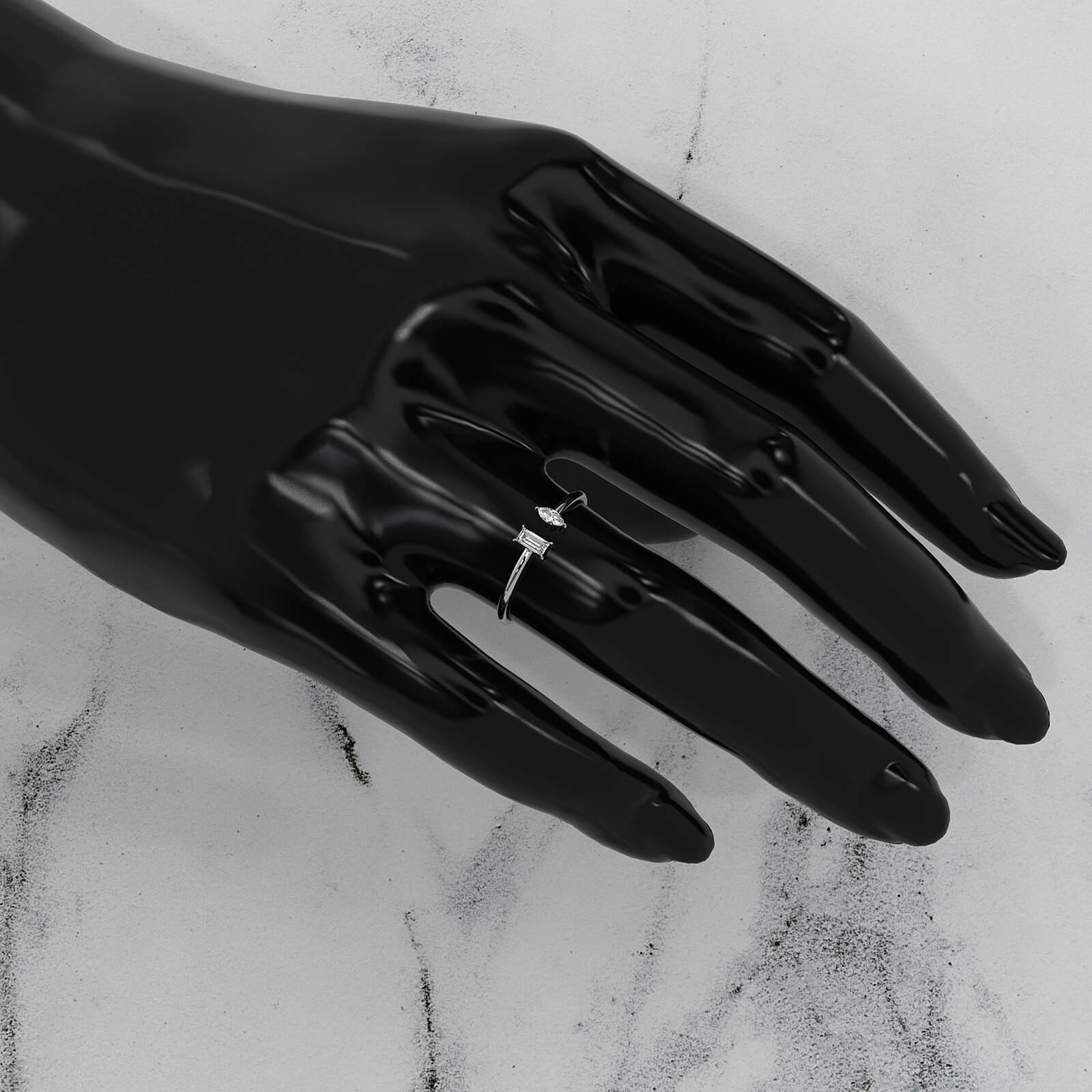 Baguette And Marquise Lab Diamond Open Fashion Ring 0.16ctw.