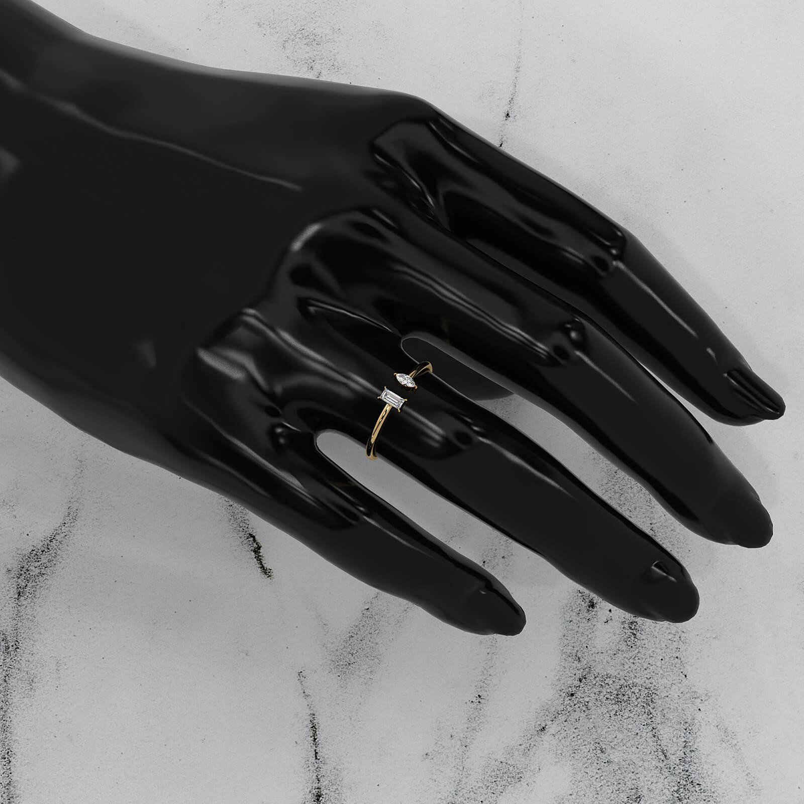 Baguette And Marquise Lab Diamond Open Fashion Ring 0.16ctw.