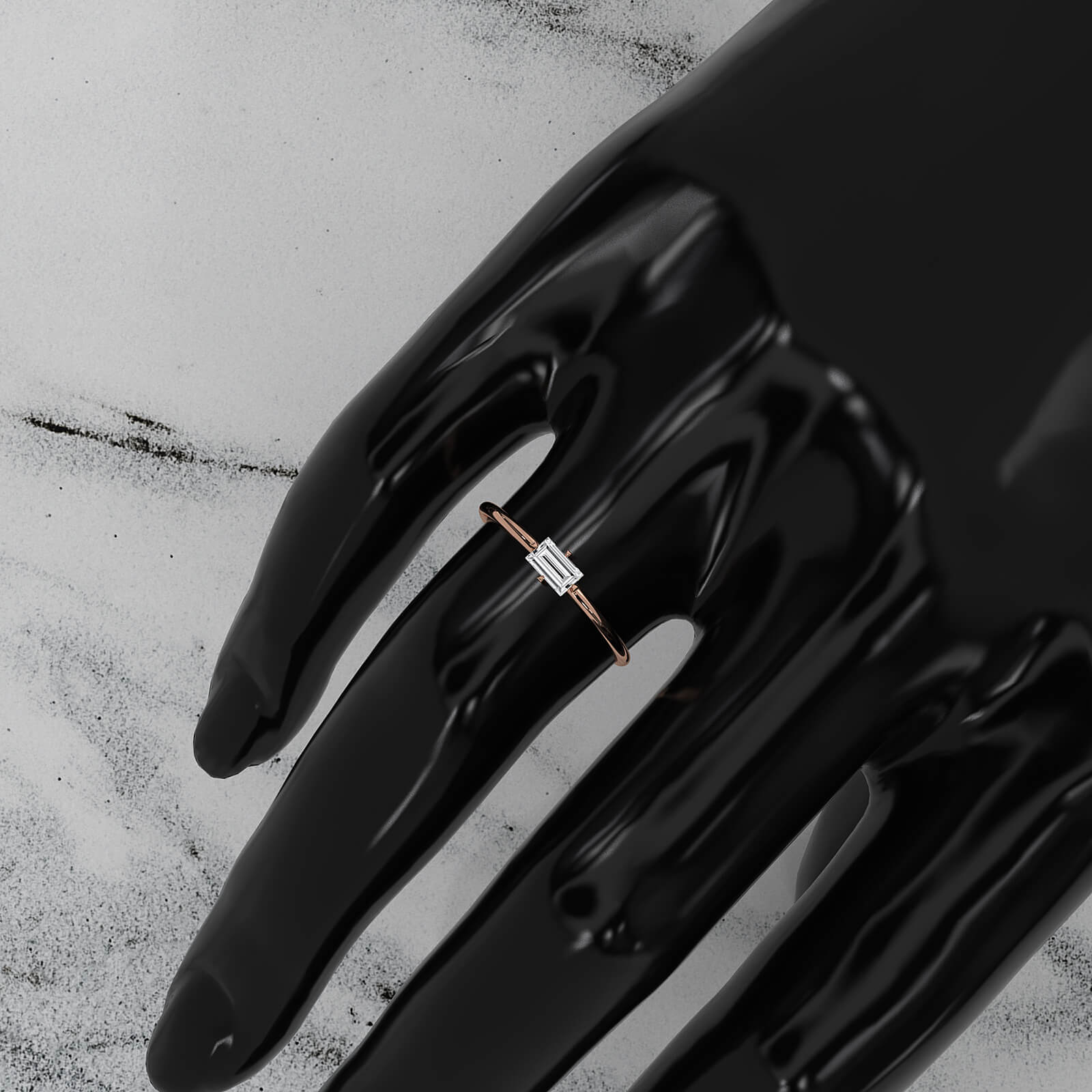 Slim Horizontal Baguette Lab Diamond Fashion Prong Set Ring 0.31ctw.