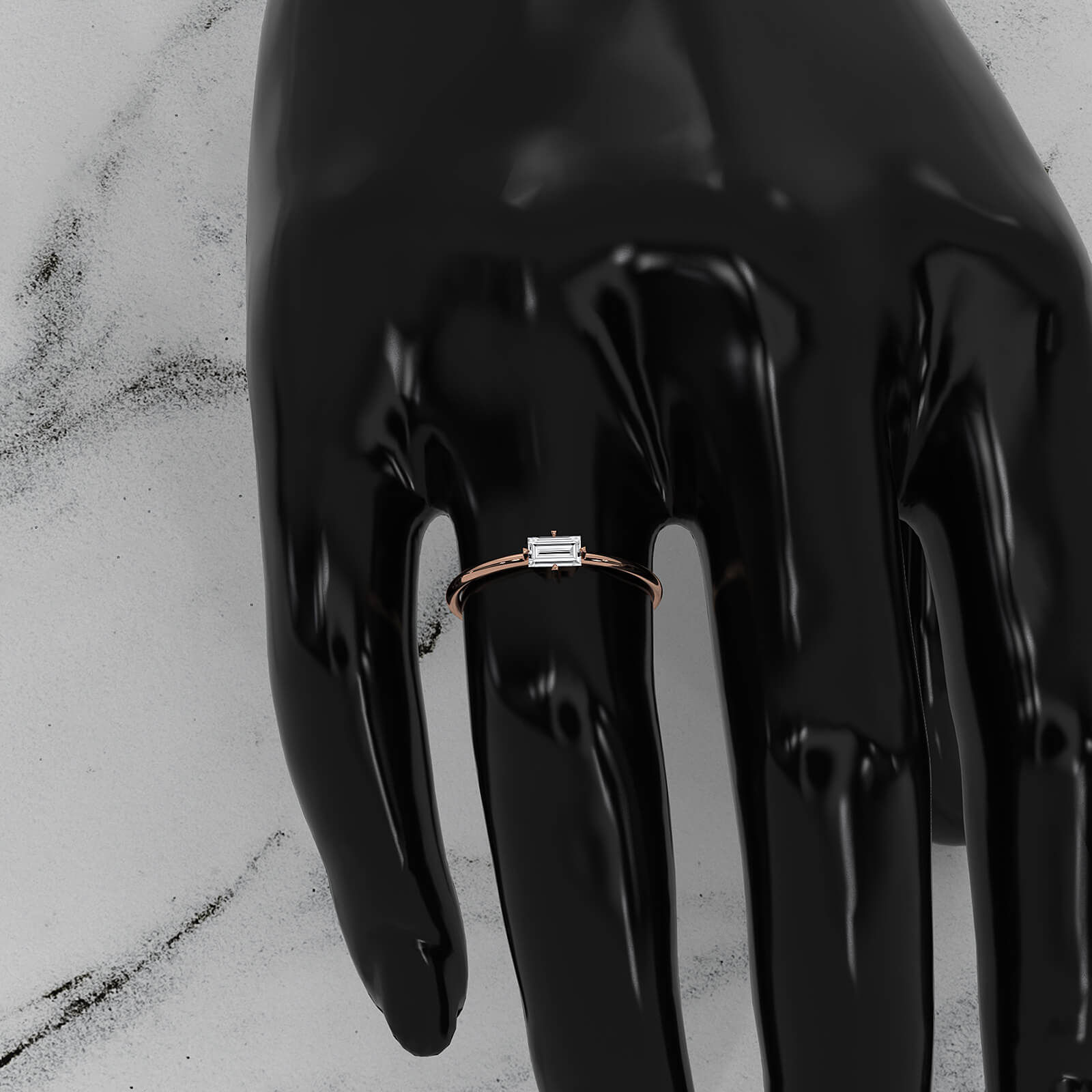 Slim Horizontal Baguette Lab Diamond Fashion Prong Set Ring 0.31ctw.