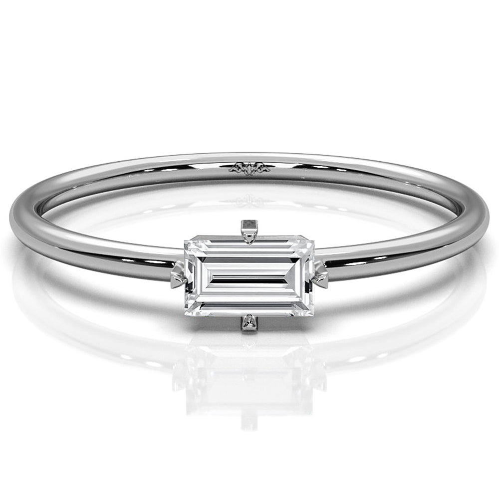 Slim Horizontal Baguette Lab Diamond Fashion Prong Set Ring 0.31ctw.